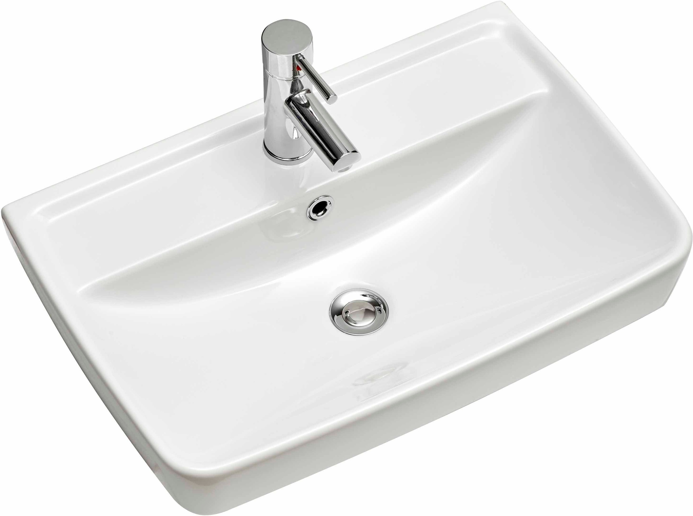 Saphir Badmöbel-Set »Quickset 360 2-teilig, mit Keramik-Aufsatzbecken und LED-Spiegel«, (Set, 2 St.), in Weiß Glanz, Riviera Eiche quer Nachbildung, 4 Schubladen