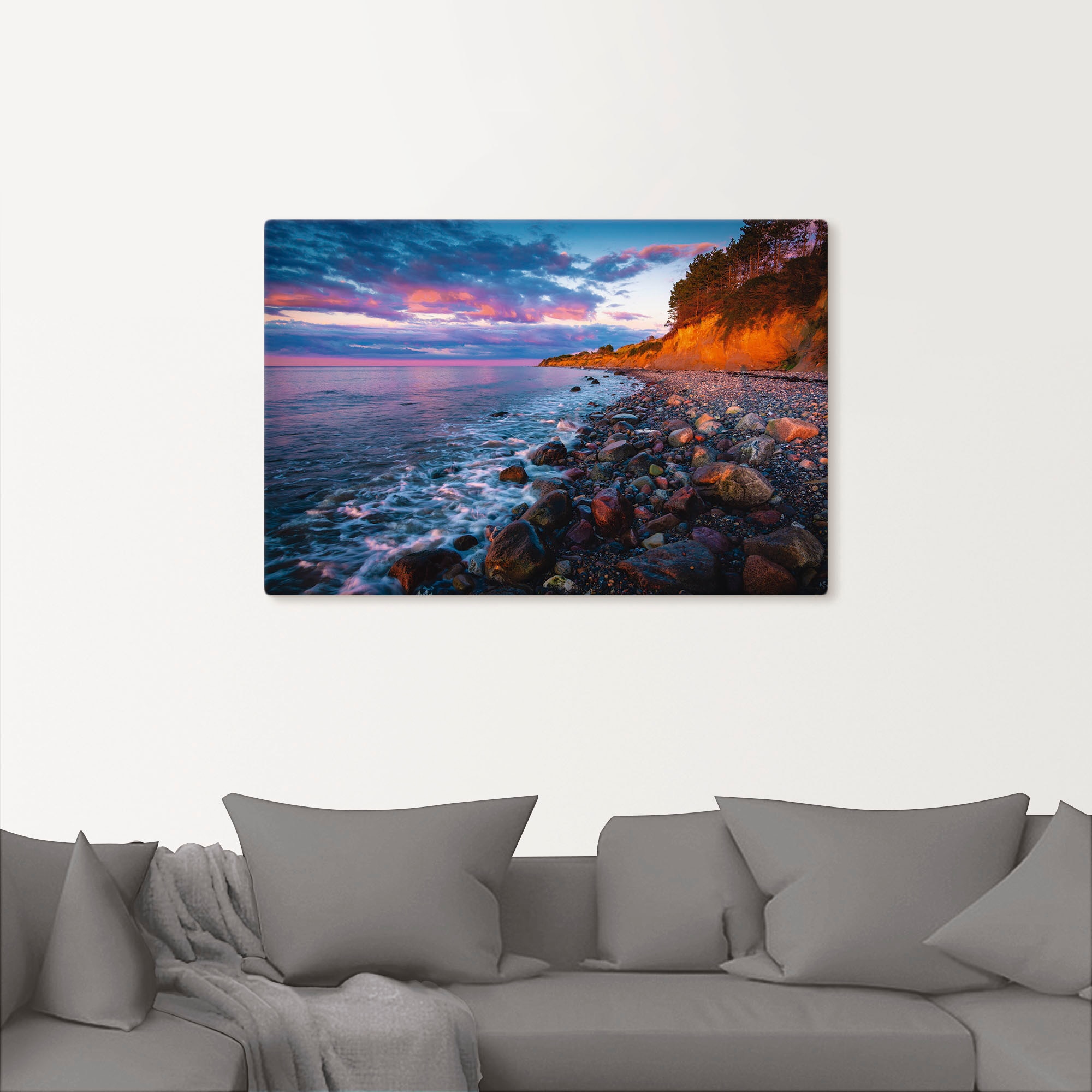 Artland Leinwandbild »Sonnenuntergang am Steilufer«, Küstenbilder, (1 St.), auf Keilrahmen gespannt