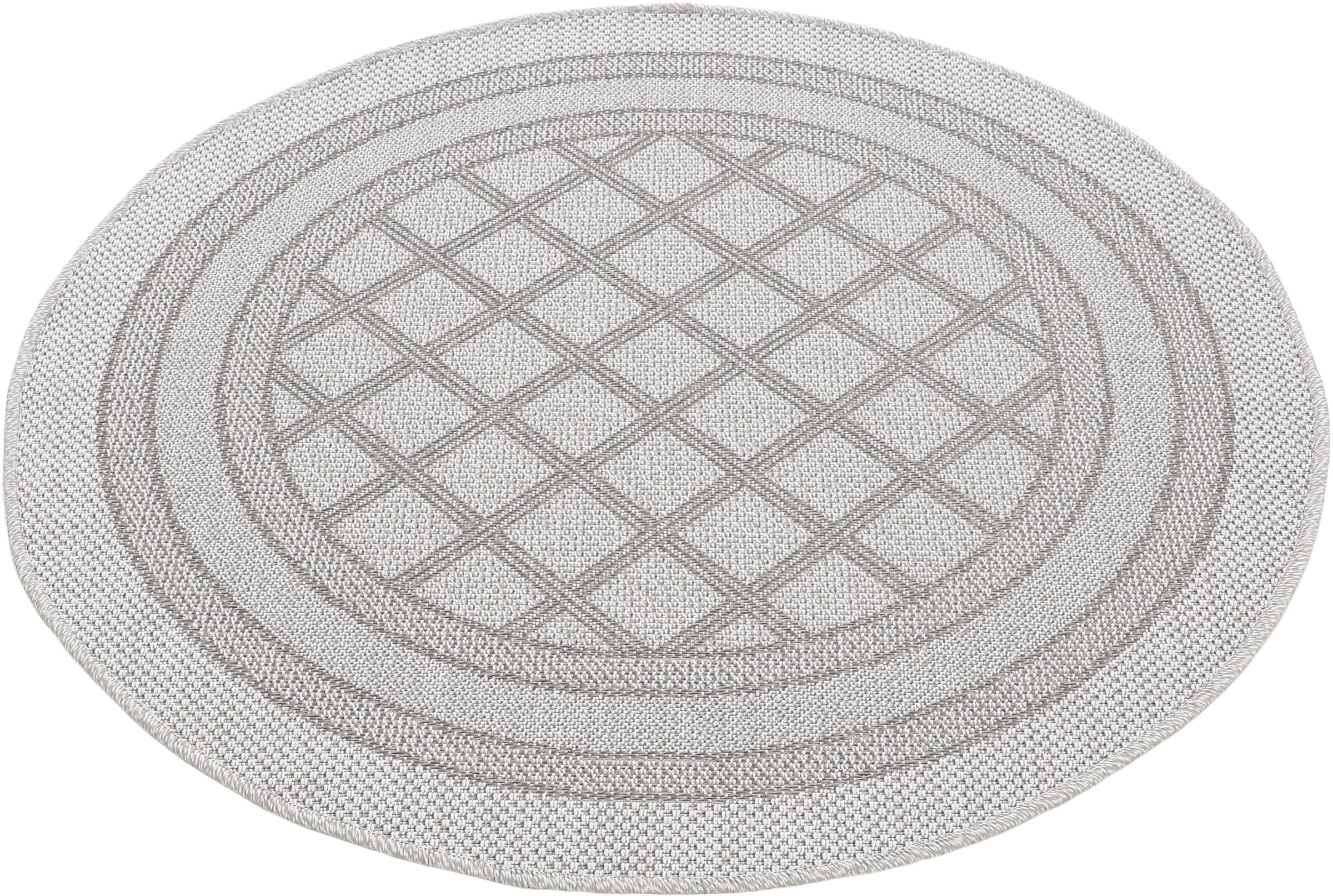 carpetfine Teppich »Boho 104«, rund, 4 mm Höhe, robustes Flachgewebe, Sisal Optik, UV-beständig, Außenbereich