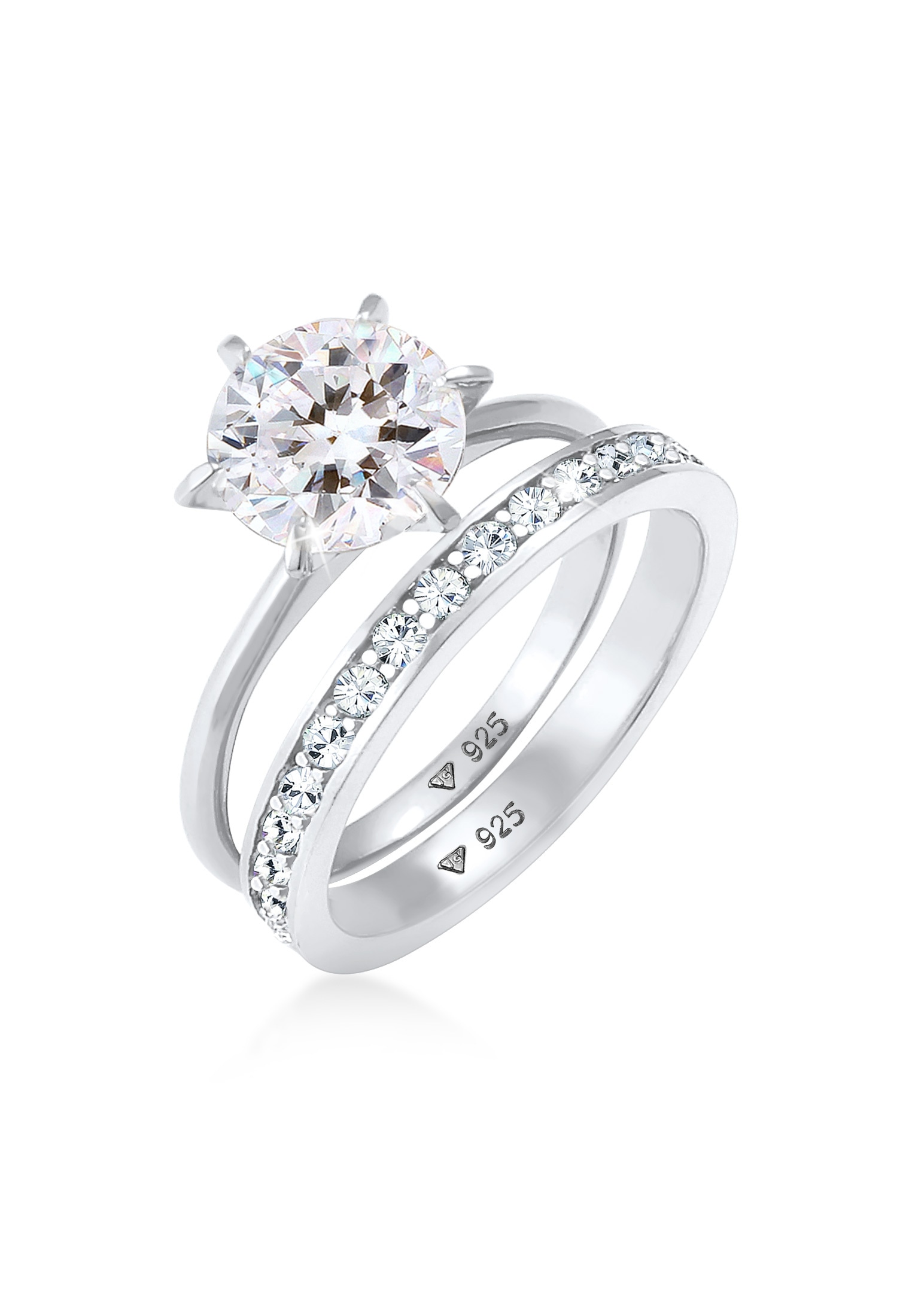 Elli Ring-Set »Ring Kristalle Eternity (2 tlg) 925 Silber«