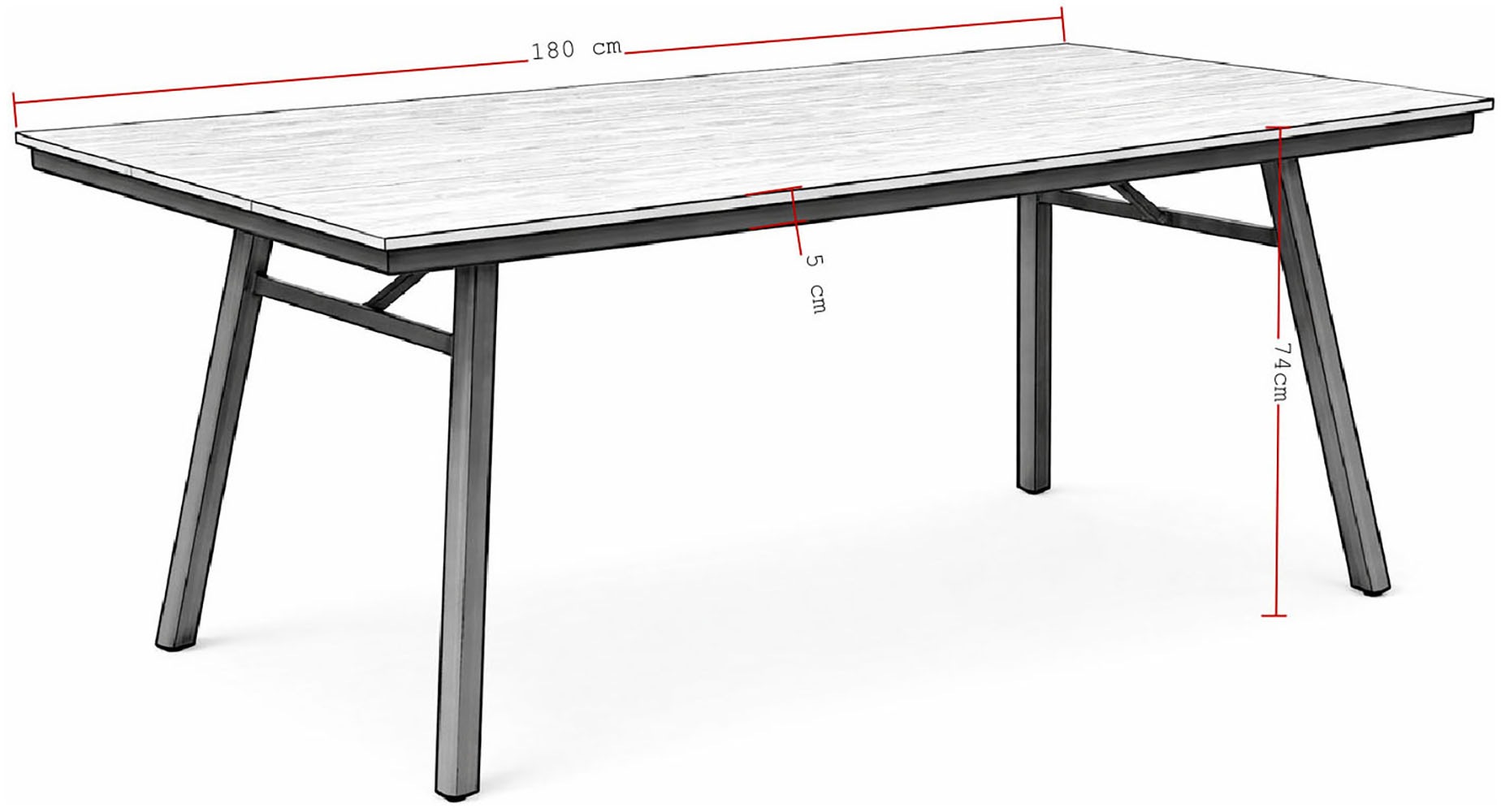 Destiny Garten-Essgruppe »LUCCA SAN MARINO 4 Se + Tisch RE 180x90cm, grau« Set,  Aluminium, Rope, Polywood