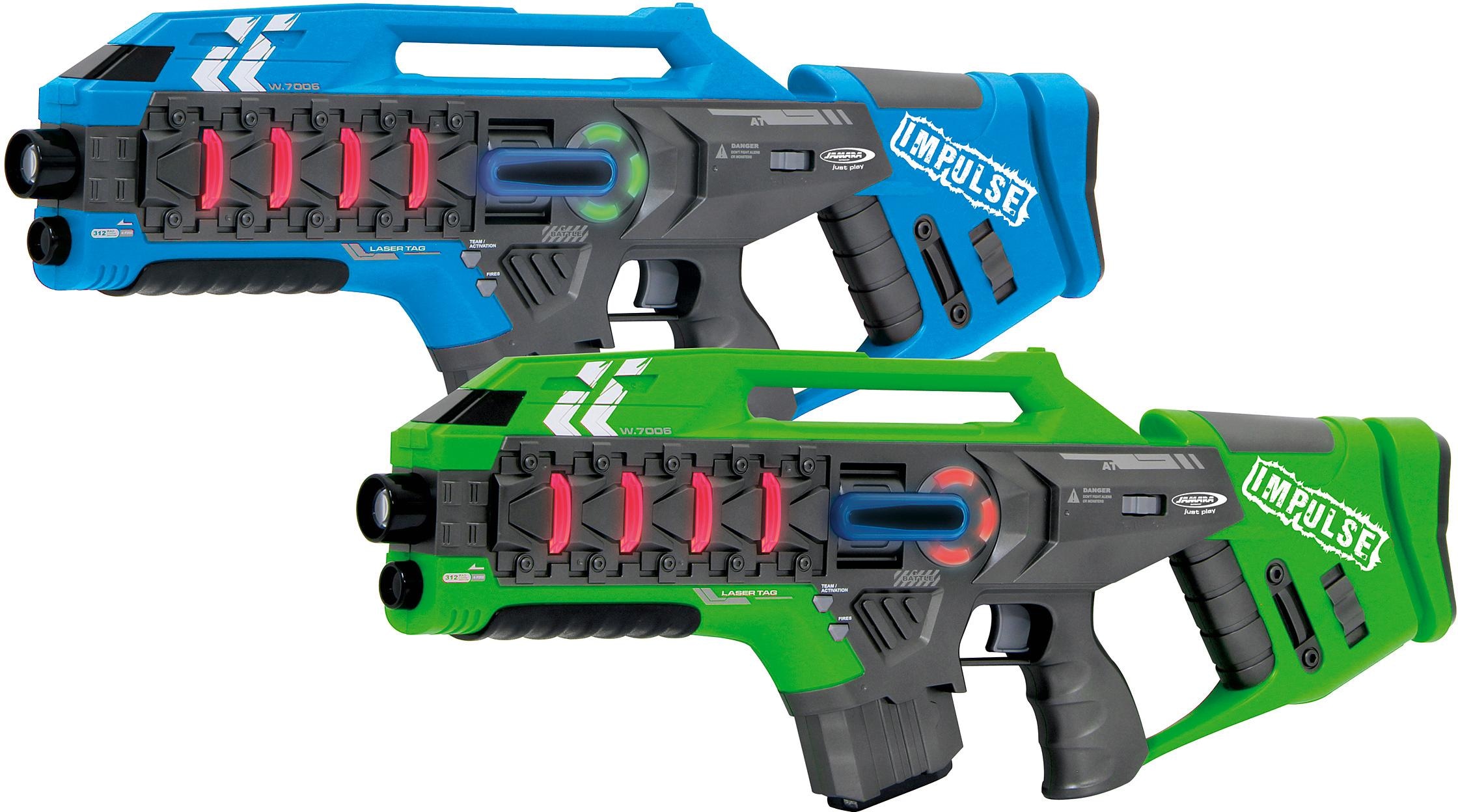 Laserpistole »Impulse Laser Gun Rifle blau/grün«, (Set, 2 tlg.)