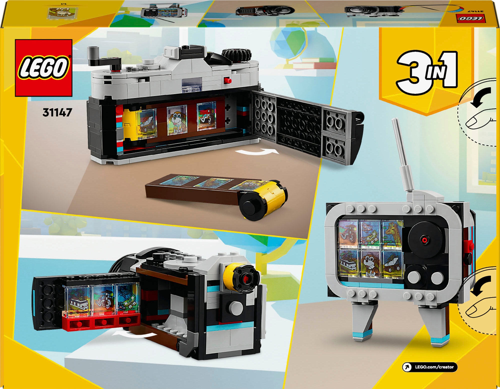 LEGO® Konstruktionsspielsteine »Retro Kamera (31147), LEGO Creator 3in1«, (261 St.), Made in Europe
