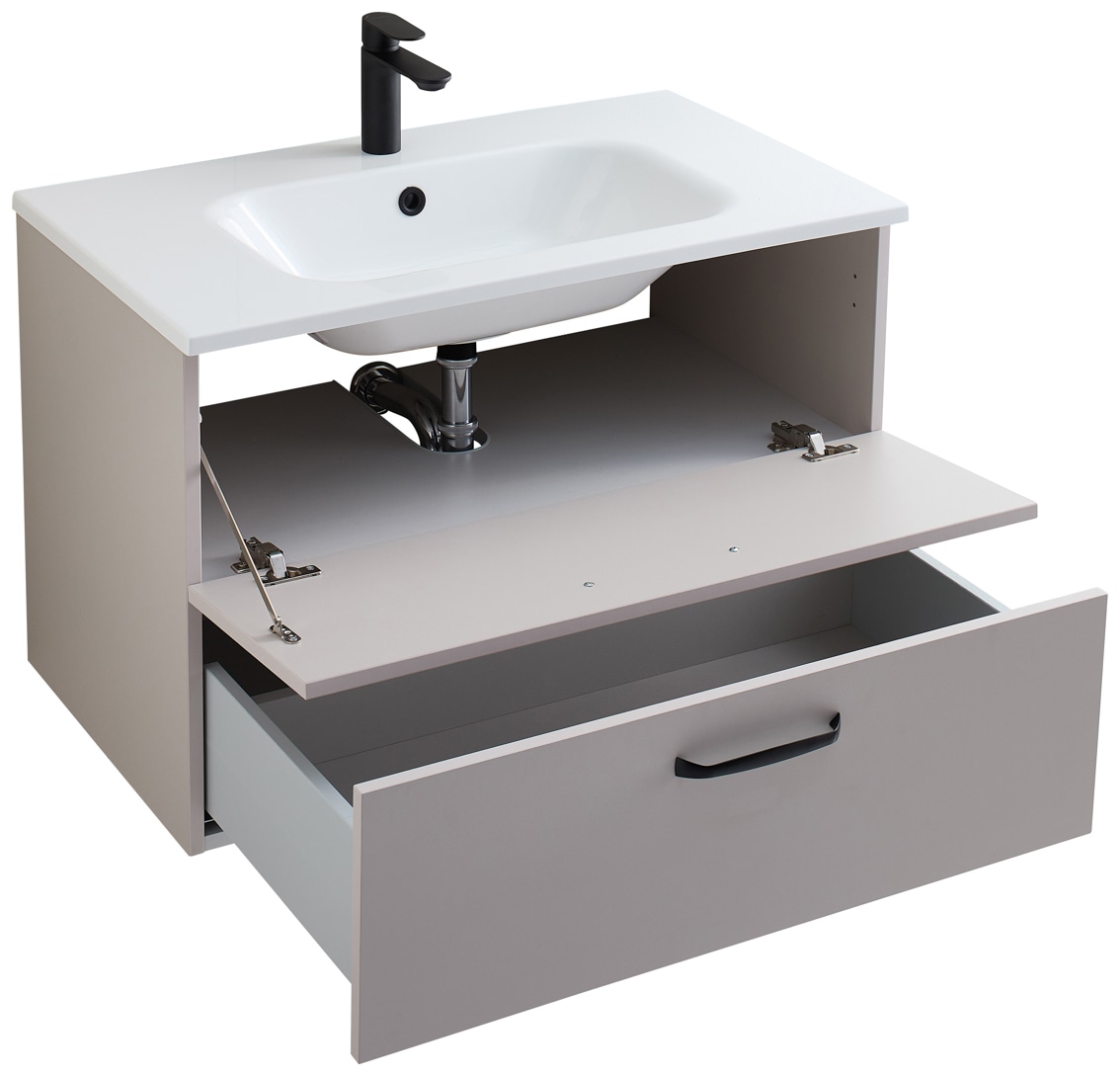 Saphir Badmöbel-Set »Quickset 500, Waschtischunterschrank mit Mineralmarmorwaschtisch« 2 Stk. tlg.