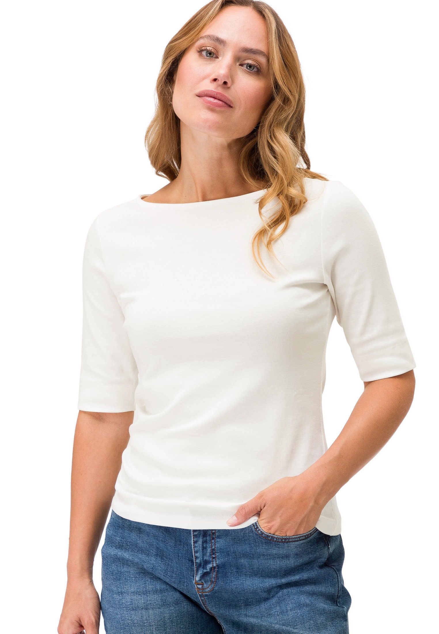 Zero T-Shirt »Basic Shirt mit U-Boot-Ausschnitt«