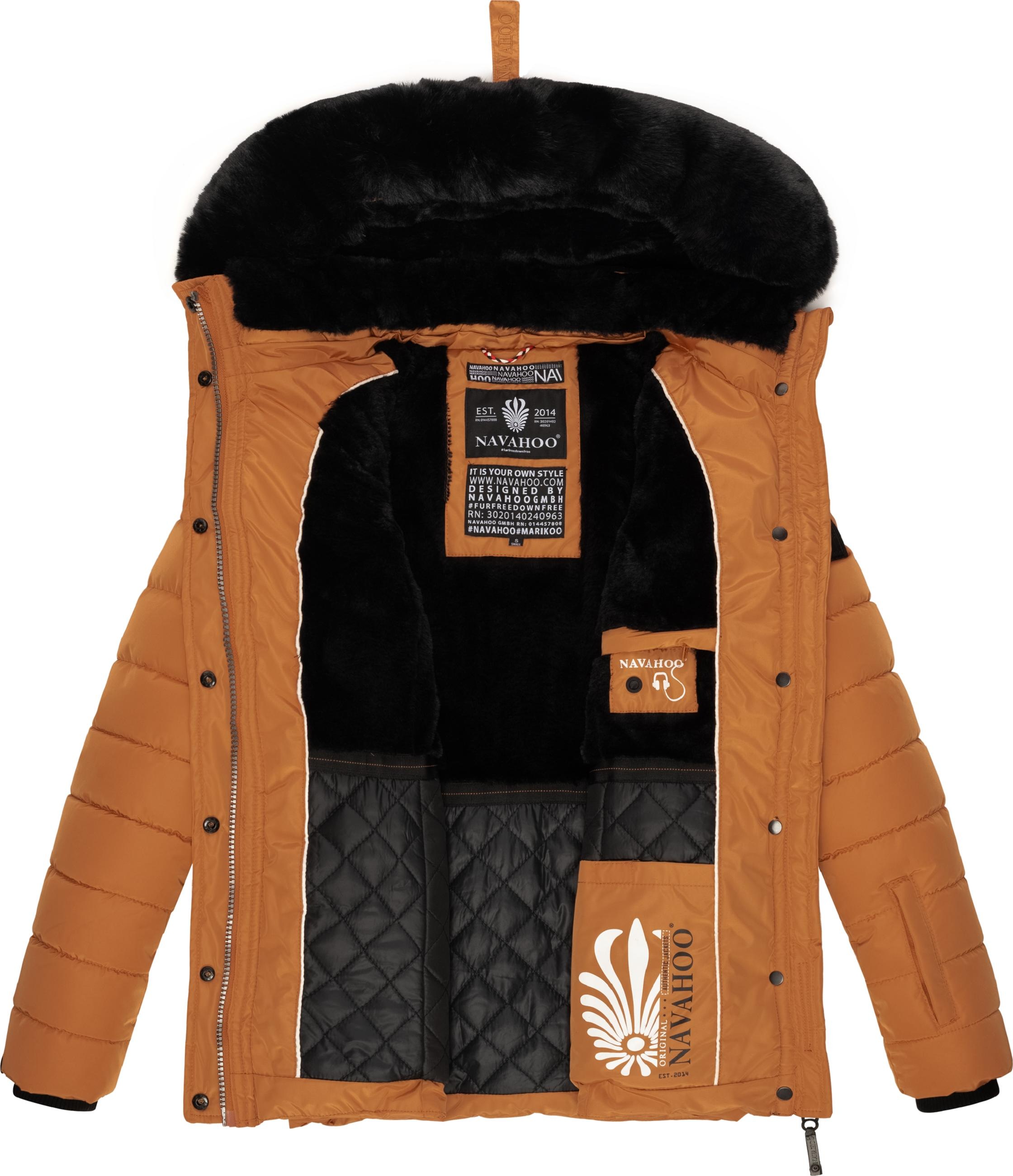 Navahoo Steppjacke »Winterjacke Milianaa«, mit Kapuze, Edle Winterjacke mit weicher Kunstfell-Kapuze