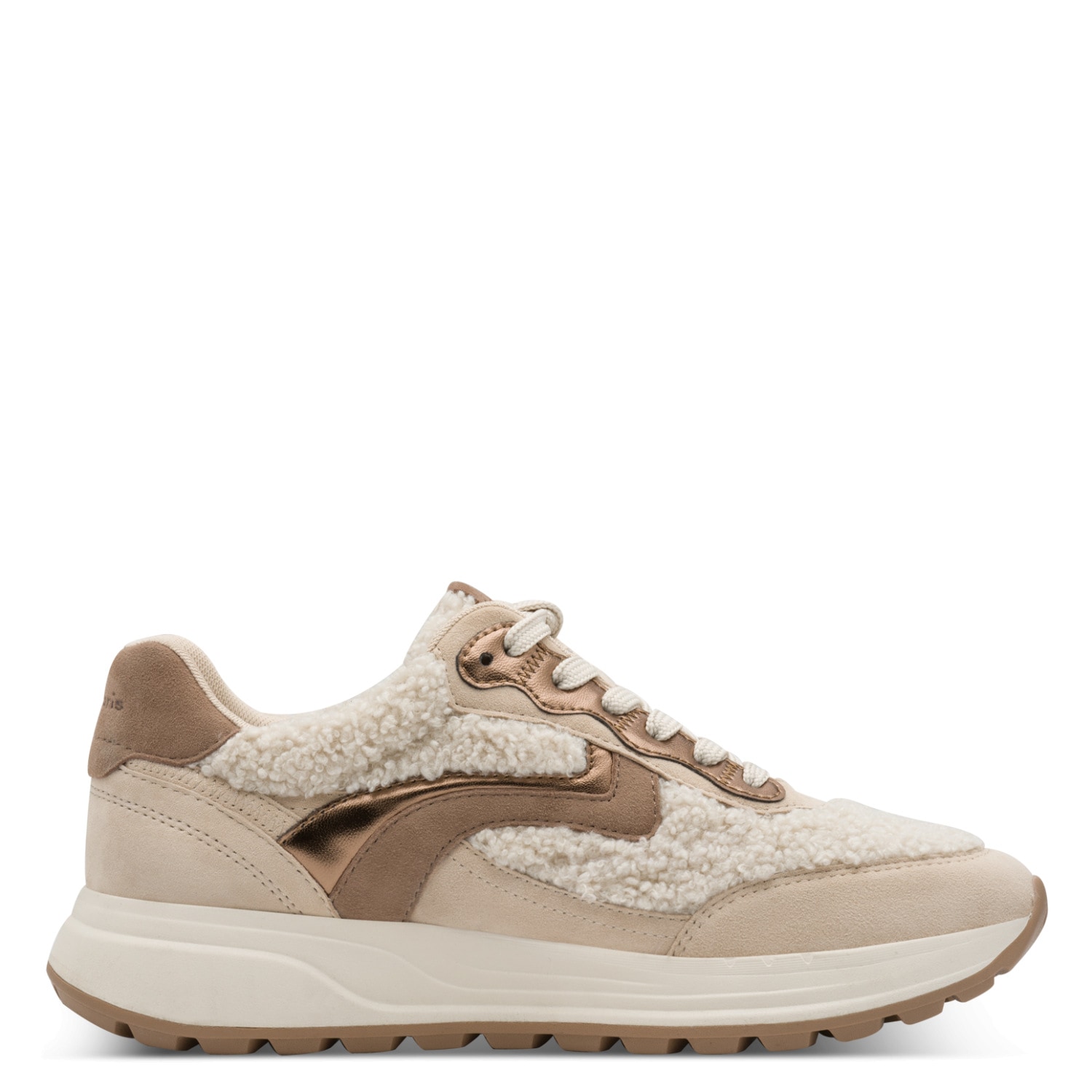 Tamaris Plateausneaker  Freizeitschuh, Halbschuh, Schnürer mit Teddy-Plüsch-Besatz