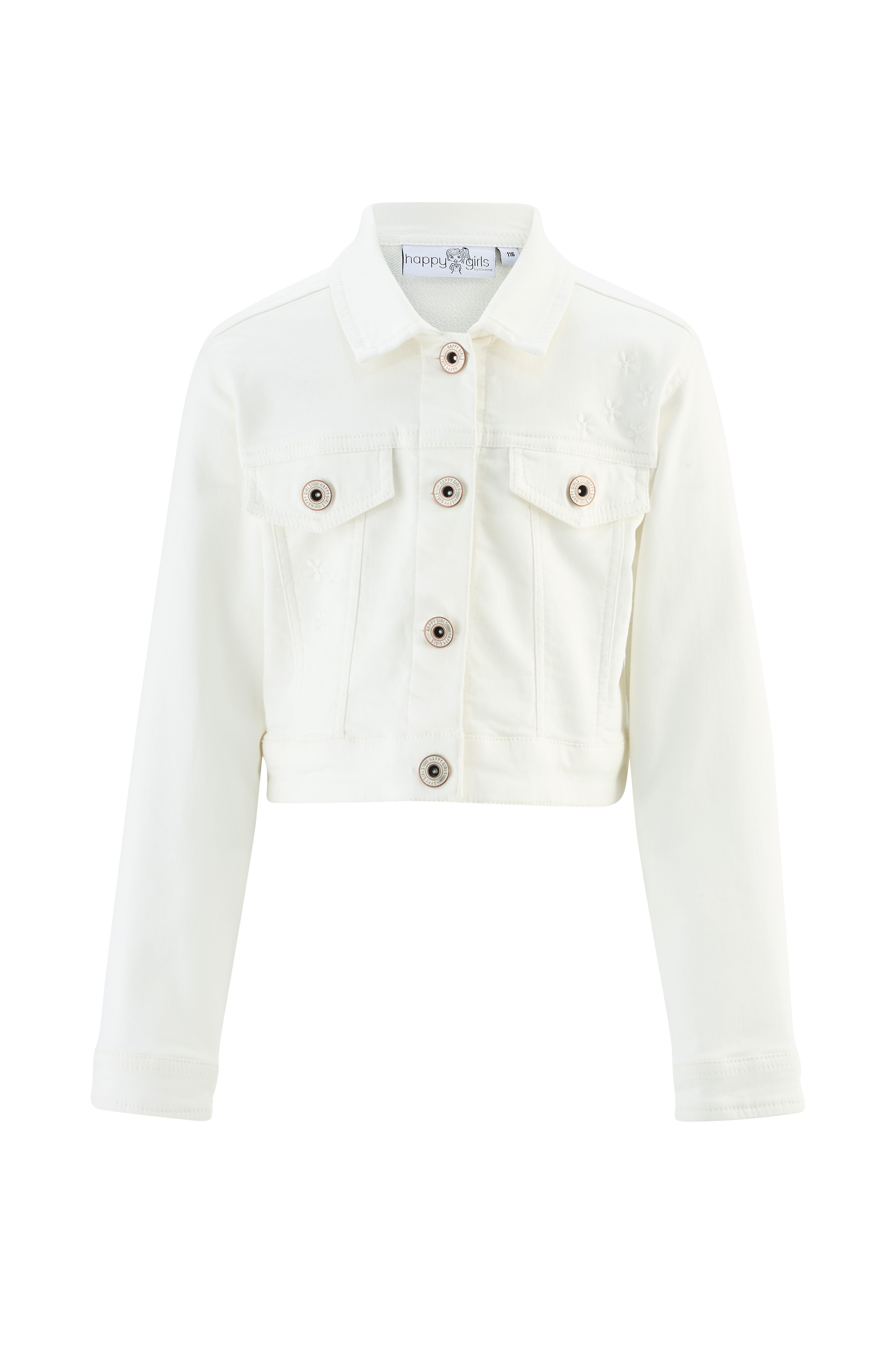 Happy Girls Mädchen Jeansjacke mit tollen Blütenstickereien in beige, Größe 140