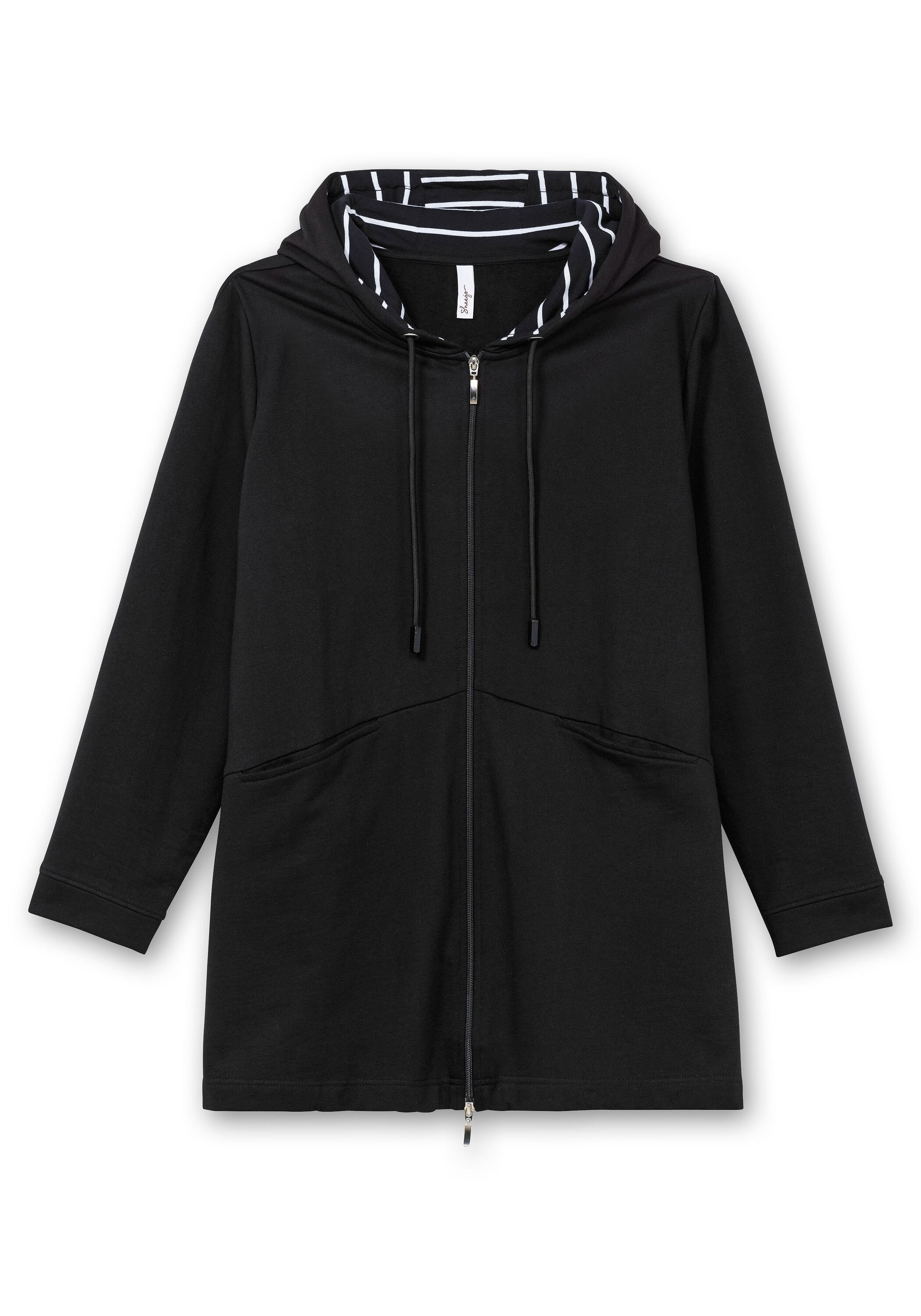 Sheego Sweatjacke »Sweatjacke mit gestreiftem Kapuzenfutter«