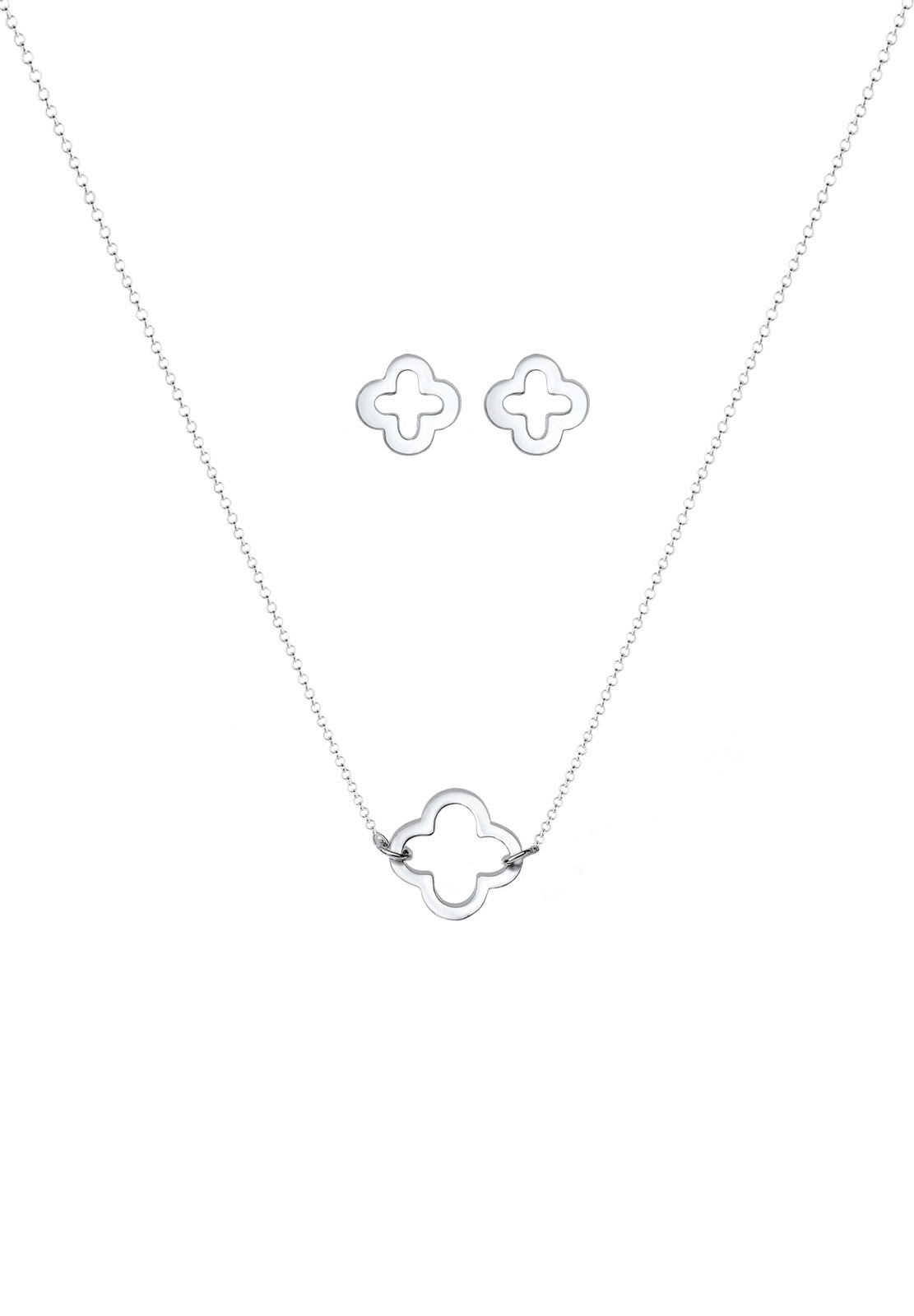 Elli Ohrring und Ketten Set »Schmuckset Kleeblatt 925 Sterling Silber«