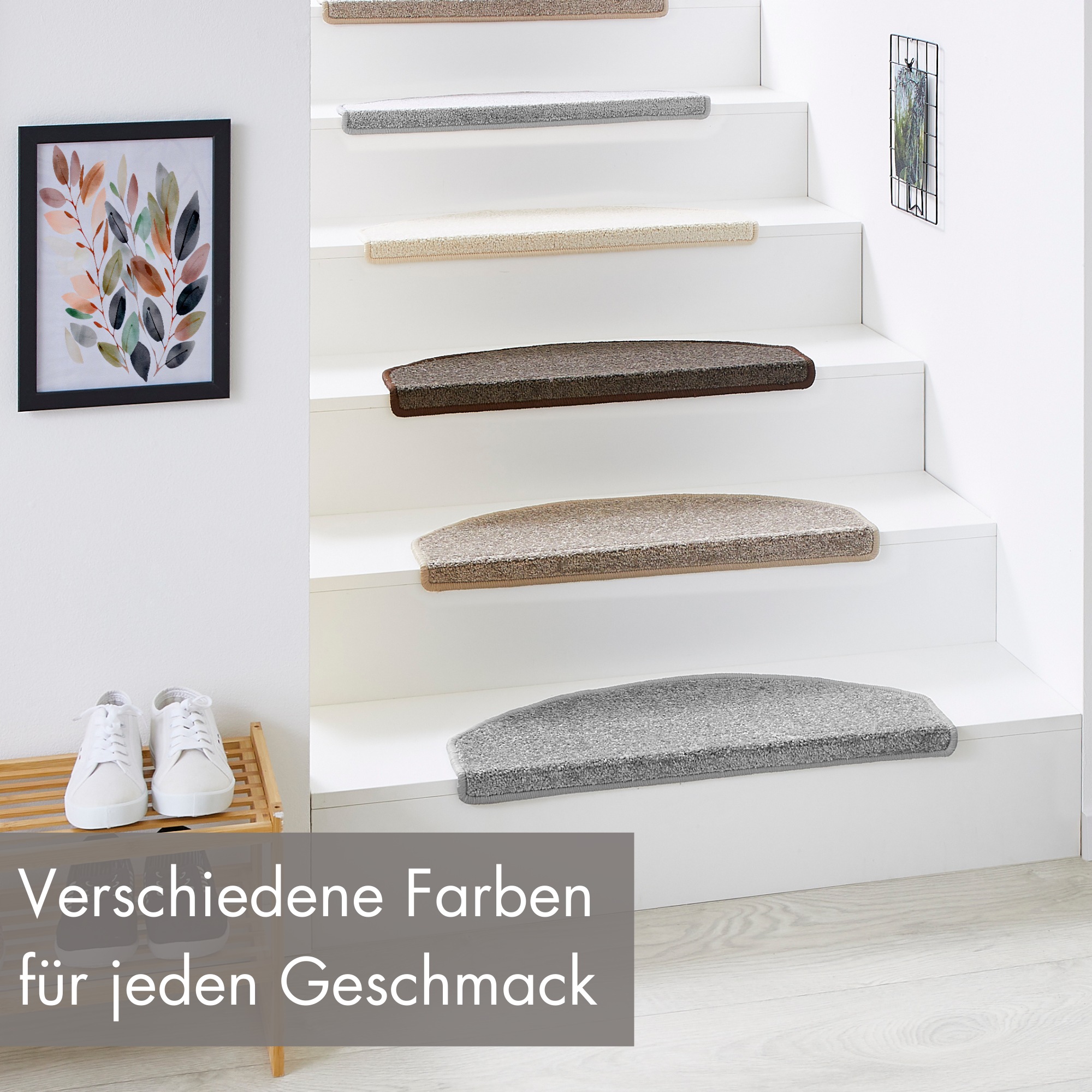 Andiamo Stufenmatte »Casablanca, Made in Netherlands«, halbrund, 6,5 mm Höhe, Uni Farben, selbstklebend, strapazierfähig, 15 Stück in einem Set