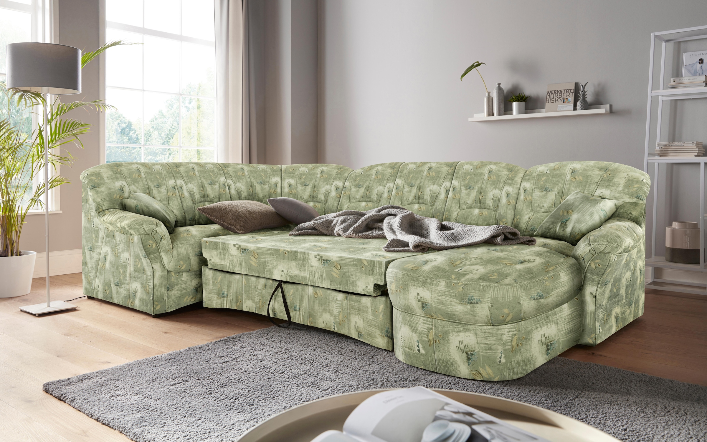 DOMO collection Wohnlandschaft »Bahia mit viel Platz, zeitloses Design, U-Form«, wahlweise mit Bettfunktion