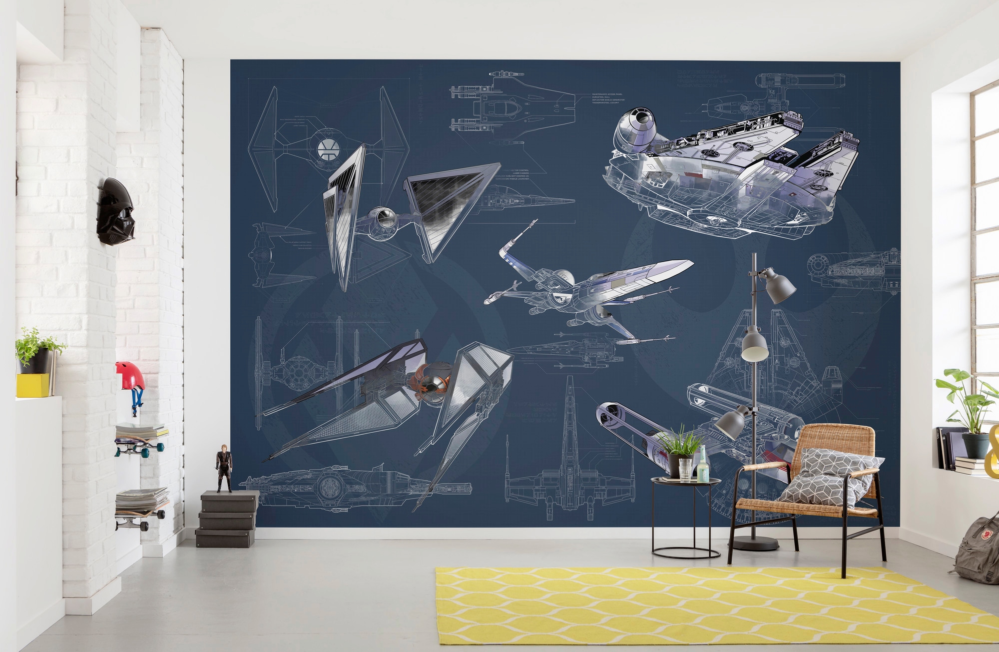 Komar Vliestapete »Digitaldruck Vlies - Star Wars Blueprint Dark - Größe 400 x 280 cm«, bedruckt, Kinderzimmer