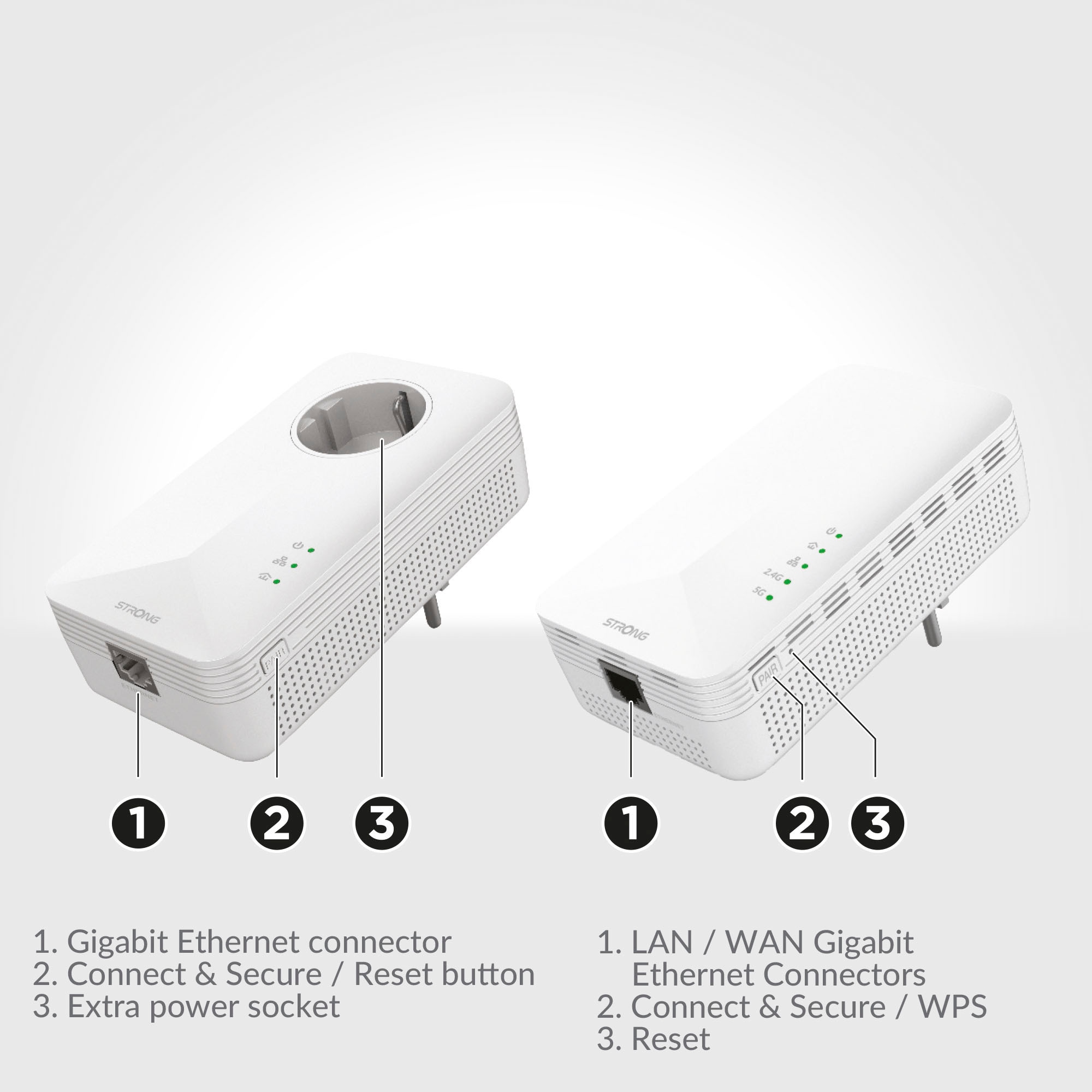 Strong Reichweitenverstärker »Powerline 1000 Mbit/s Set (2 Einheiten)«, (2 St.)