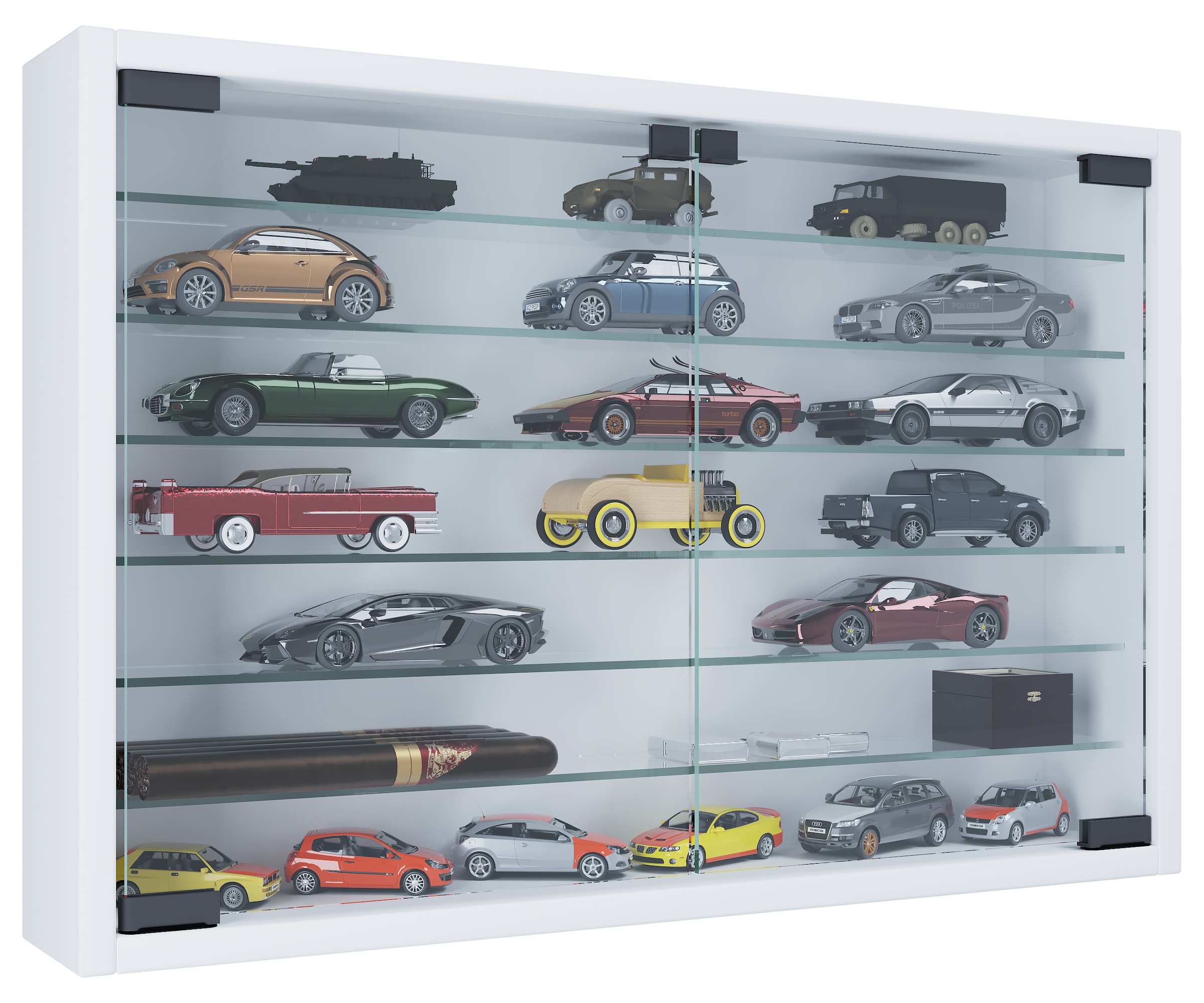 VCM Wandregal »VCM VCM | Glasvitrine hängend | Vitrine Glas mit ESG-Sicherheitsglas | Maße: H. 40 x B. 60 x T. 10 cm | Hängevitrine Glas | Modern und platzsparend | Glas Vitrinenschrank - Mandosa XL«
