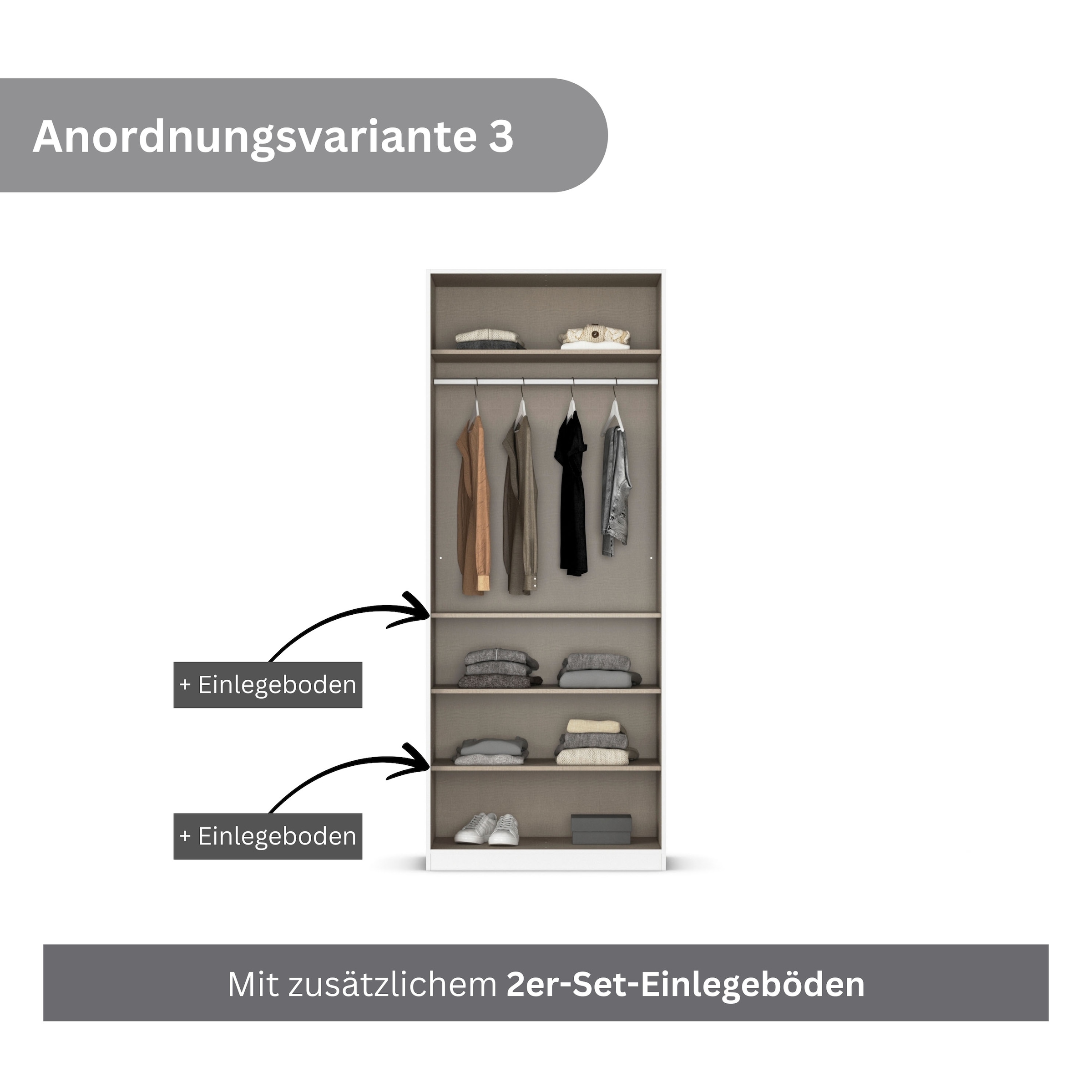 rauch Drehtürenschrank »Kleiderschrank Schrank Garderobe AGORDO mit Dekor- oder Hochglanzfront«, (in zwei Griff-Farben), durchdachte Innenausstattung, in 6 Breiten und 2 Höhen MADE IN GERMANY