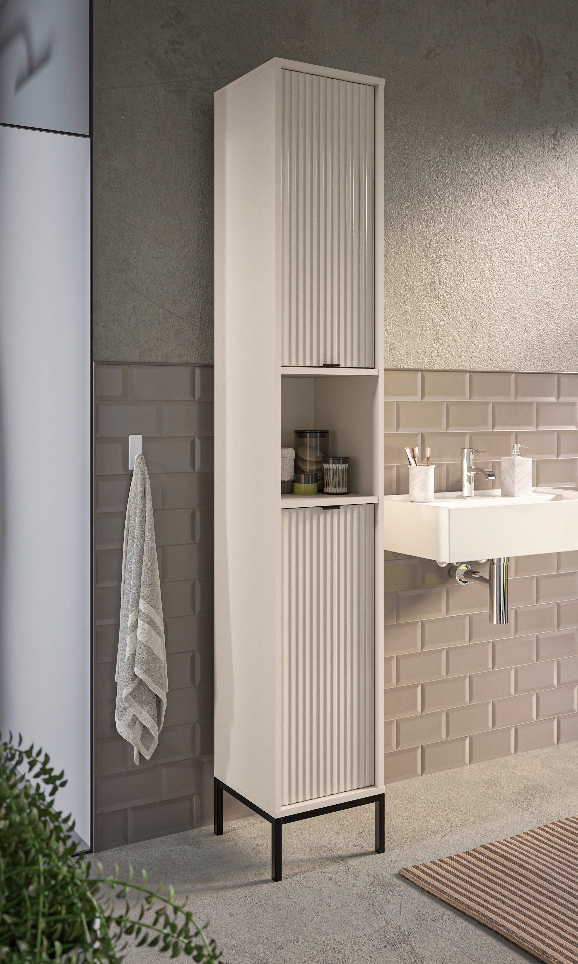 BASIC by Balculina Hochschrank »Lucera Hochschrank, Badezimmerschrank BxHxT 32x195x32« 1 Stk. tlg. Breite 32 cm, Tür L/R montierbar