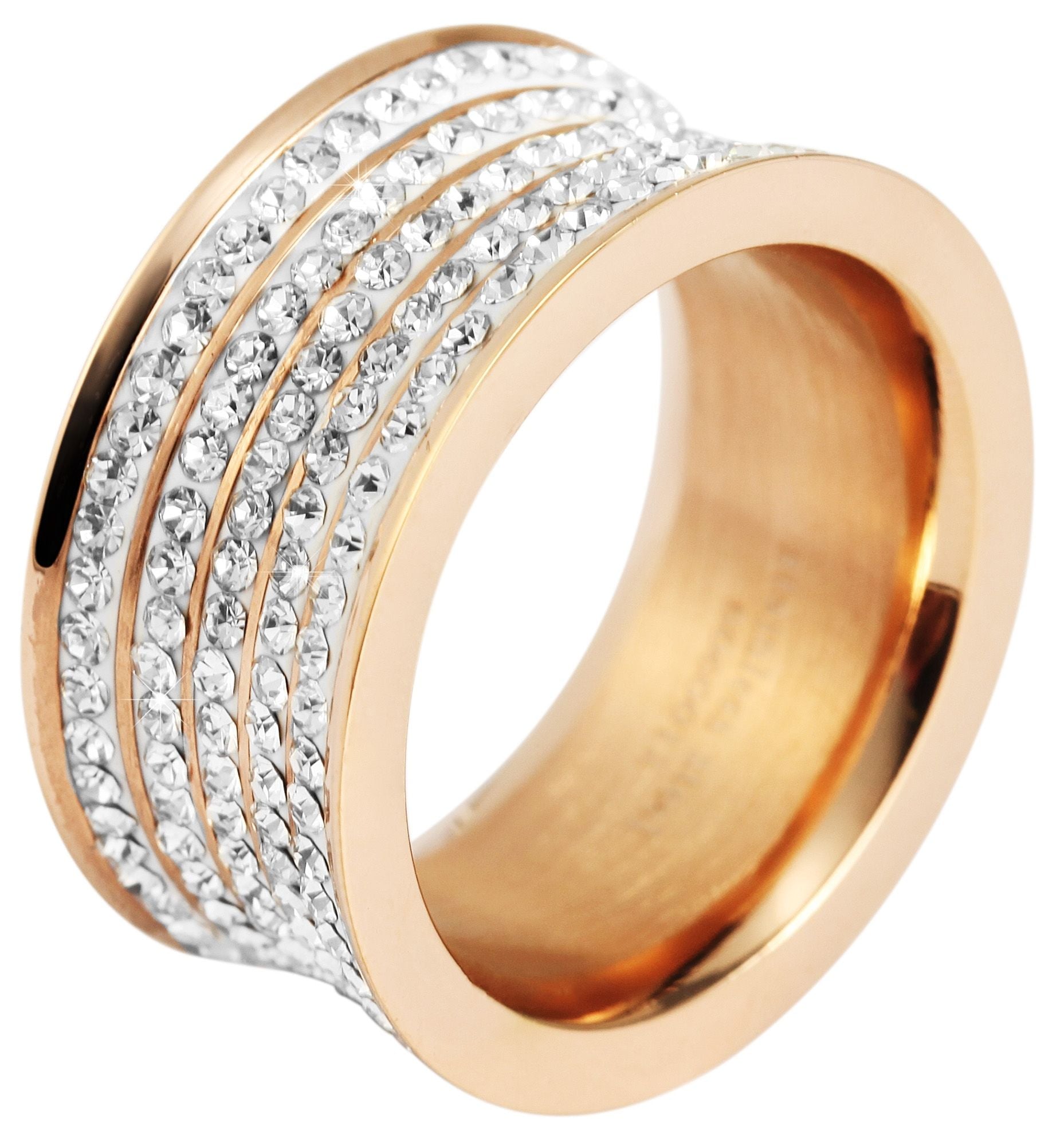 Adelia´s Fingerring »Damen Ring aus Edelstahl mit Strass Steinchen«