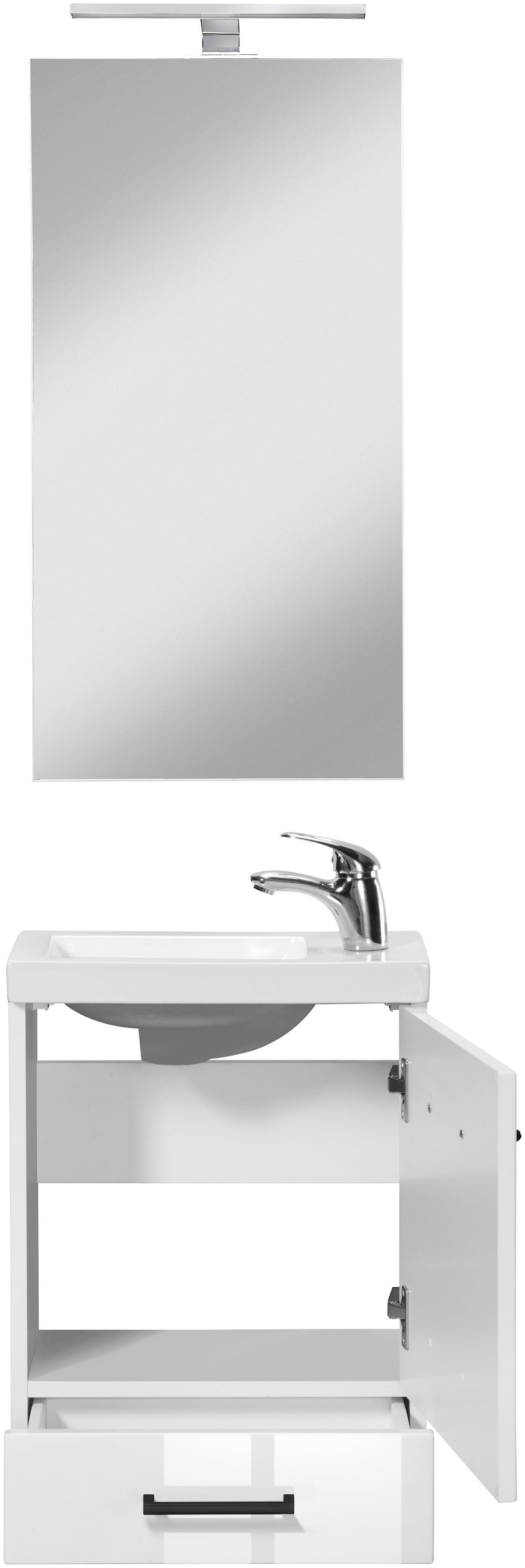 welltime Badmöbel-Set »Trento, verschiedene Ausführungen und Farben«, (4 St.), Gästebad, Waschtisch-Set, 40cm, mit schwarzen Griffen