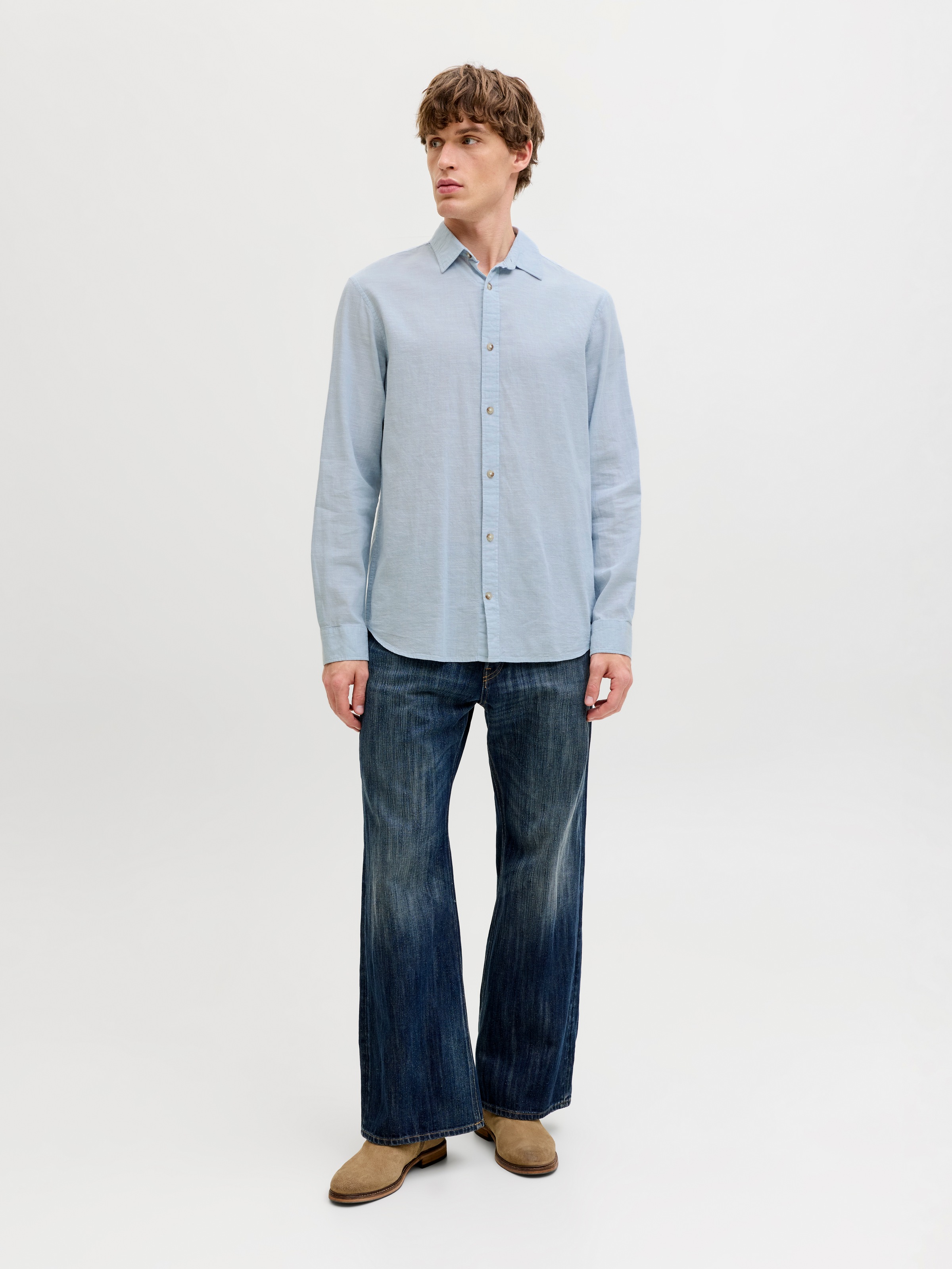 Jack & Jones Langarmhemd »JJESUMMER LINEN BLEND SHIRT L/S SN« Baumwollmischung, regular fit