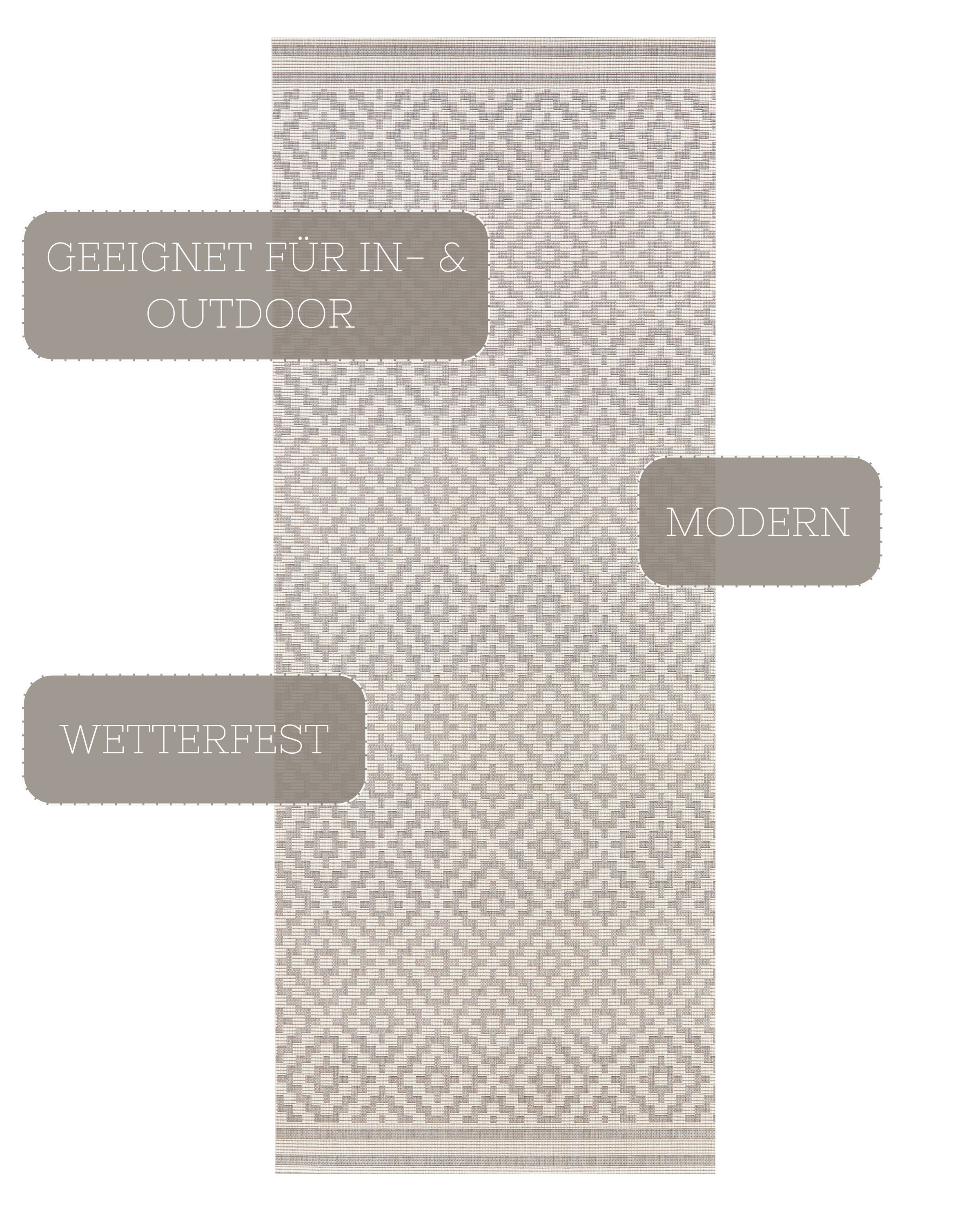 NORTHRUGS Teppich »Raute«, rechteckig, 8 mm Höhe, In-& Outdoor, Wetterfest, Balkon, Läufer, Wohnzimmer, Terrasse, Raute
