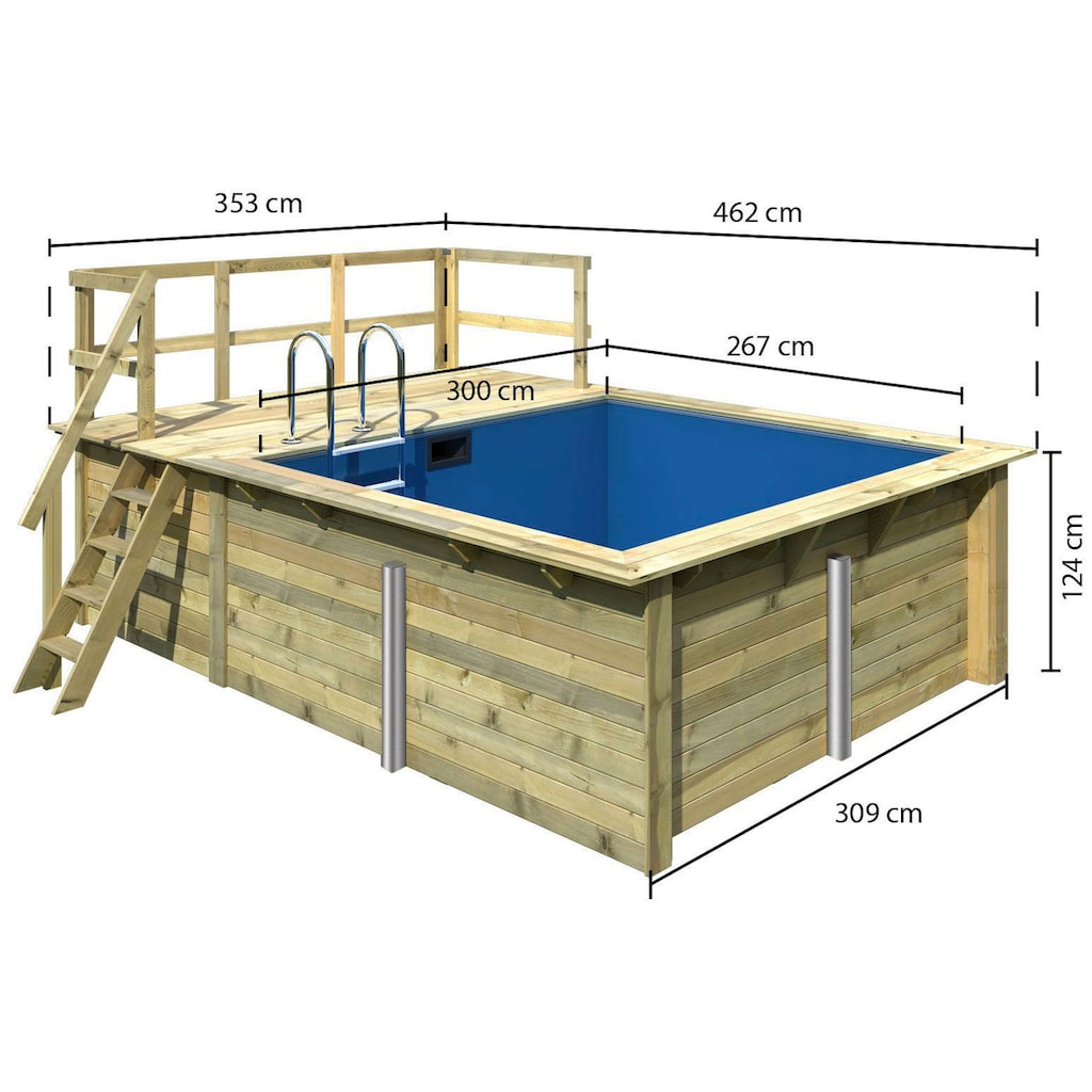 Karibu Rechteckpool »Holzpool Milano A«