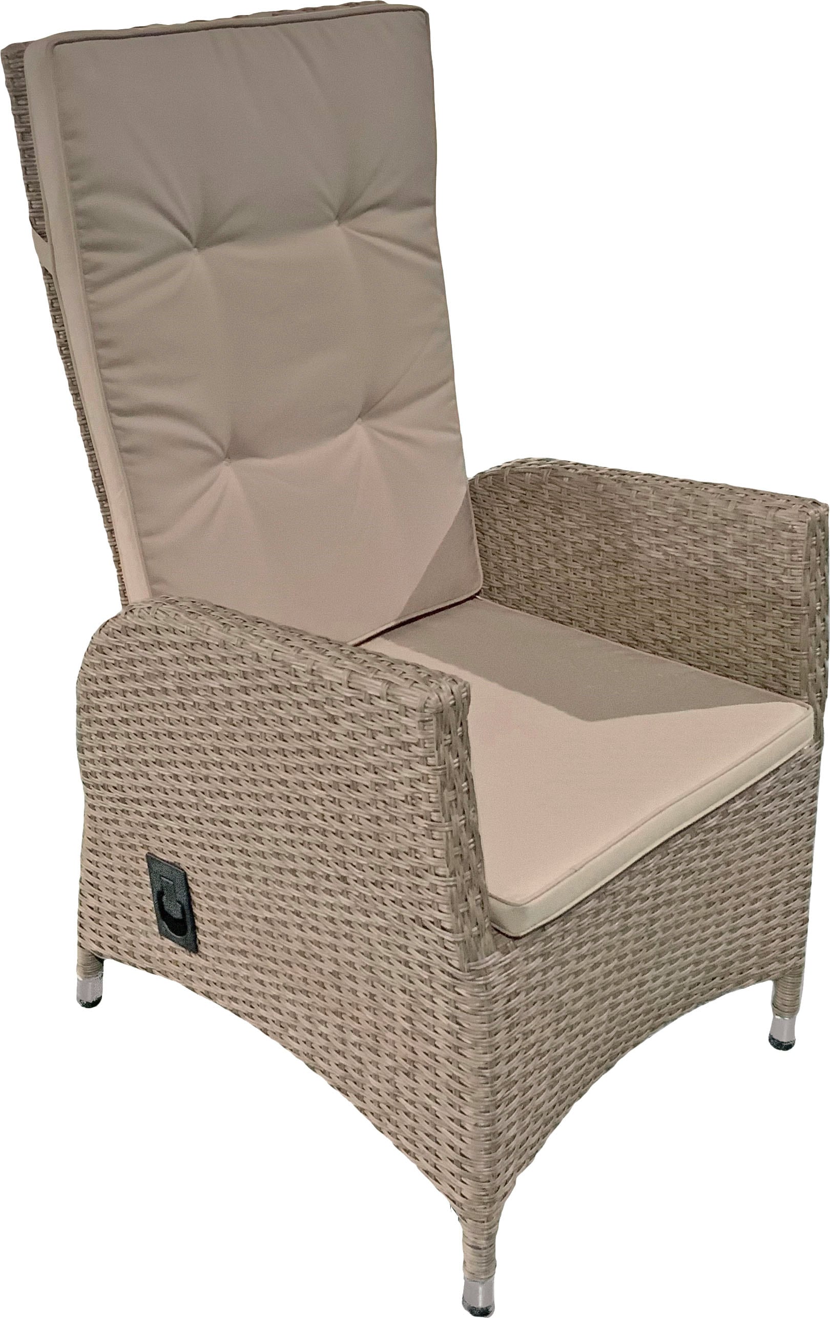 Garden Pleasure Garten-Essgruppe », Tischgruppe »BRAGA Set 01«, weidenbraun« Set, 7 Stk. tlg. 6 Sessel, mit Gasfedern, Tisch LxB: 220x100 cm, inkl Auflagen