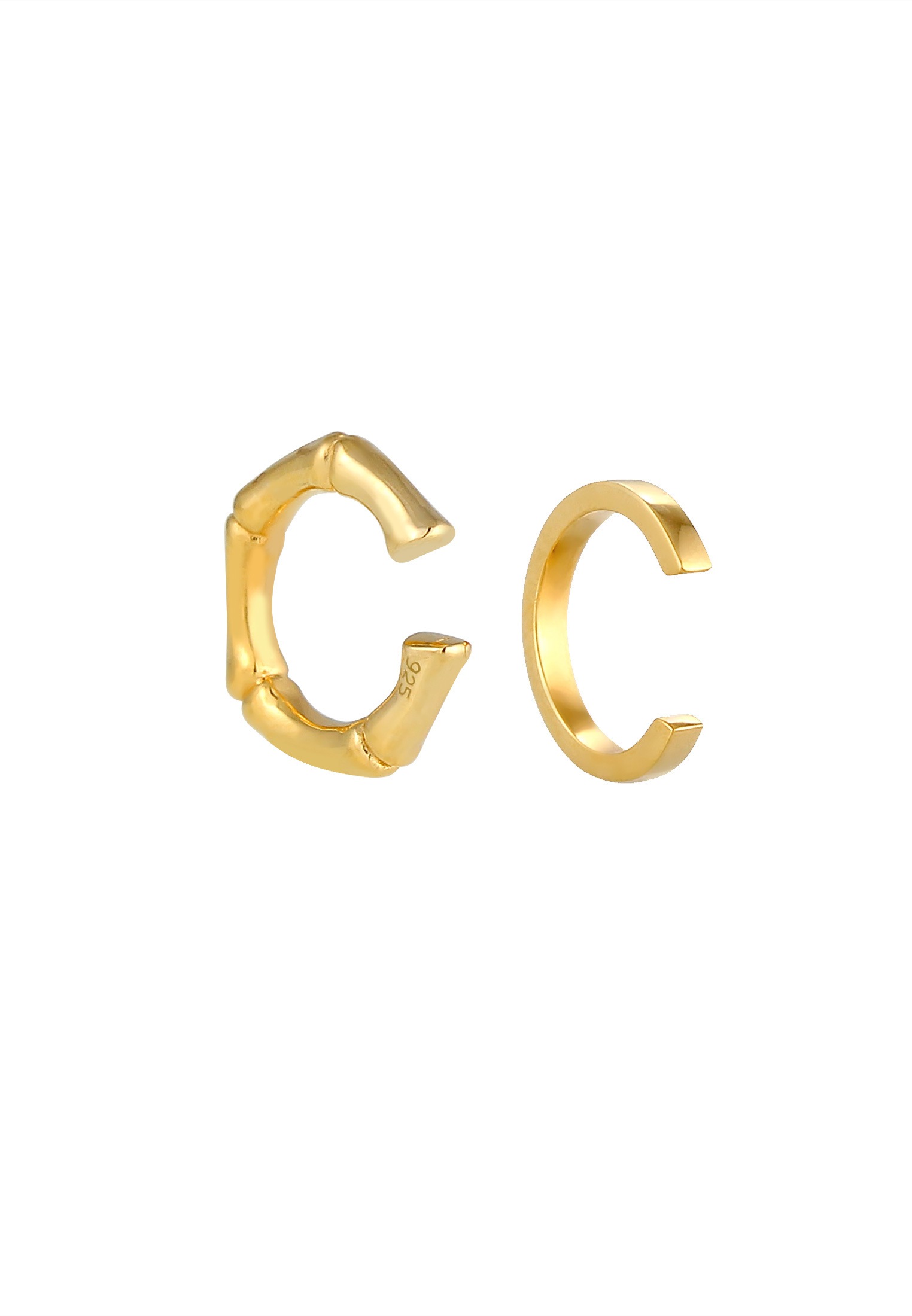 Elli Paar Ohrklemmen »Ohrringe 2er Set Earcuff Bambus Minimal Basic 925 Silber«
