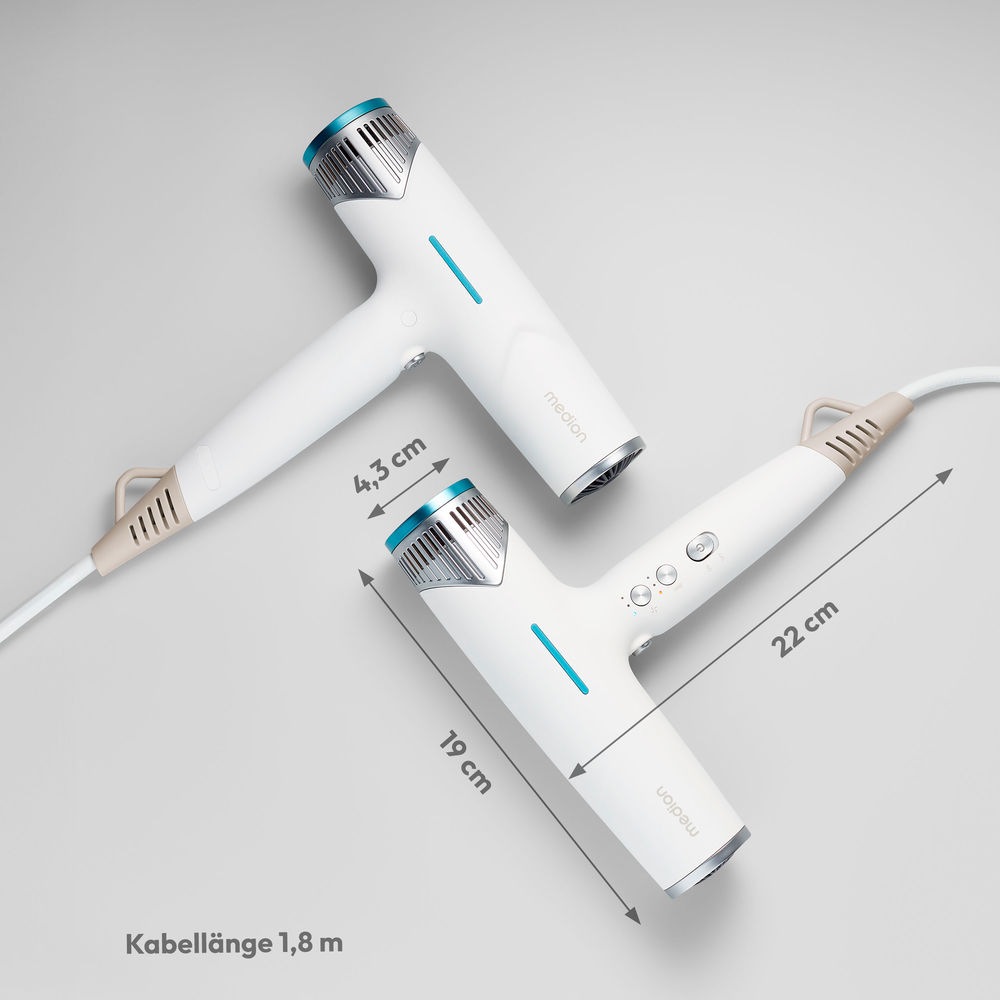 Medion® Ionic-Haartrockner »HD2 (MD19984)«, 1500 W, 3 Aufsätze, Selbstreinigungsfunktion, je 3 Temperatur- und Luftstromstufen