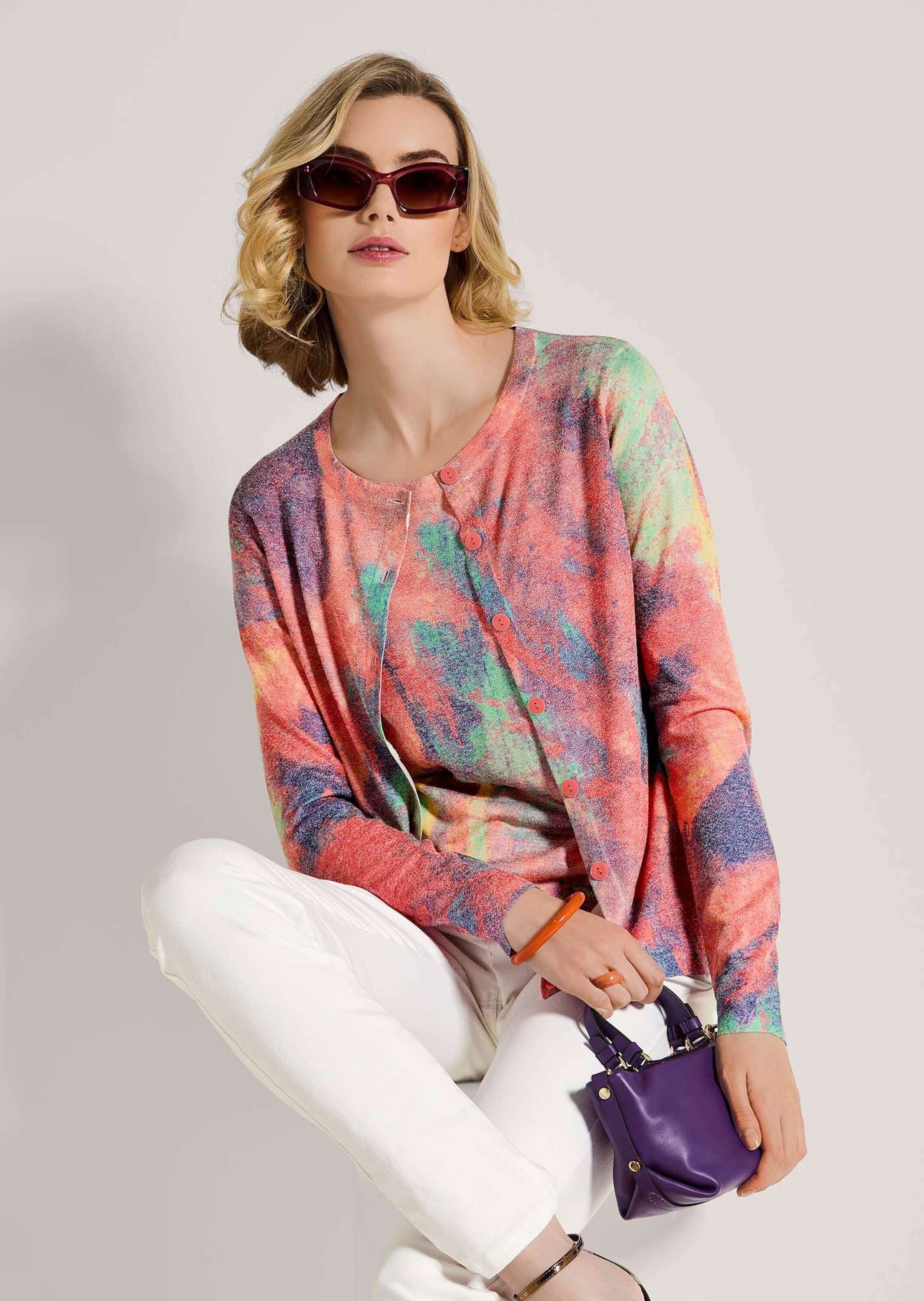 MADELEINE Strickjacke »Strickjacke Lässige Sommerjacke mit einzigartigem Druck« einzigartiger Druck