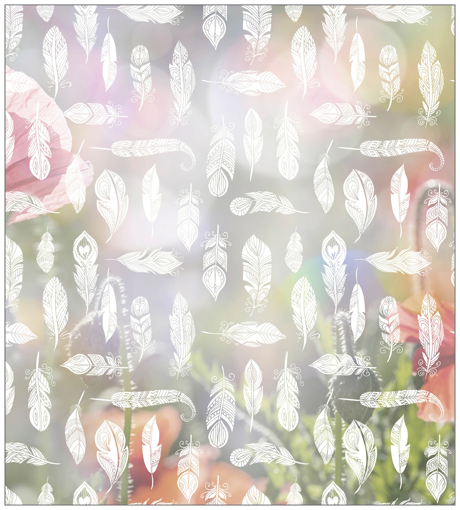 MySpotti Fensterfolie »Look Feathers white«, halbtransparent, glattstatisch haftend, 90 x 100 cm, statisch haftend