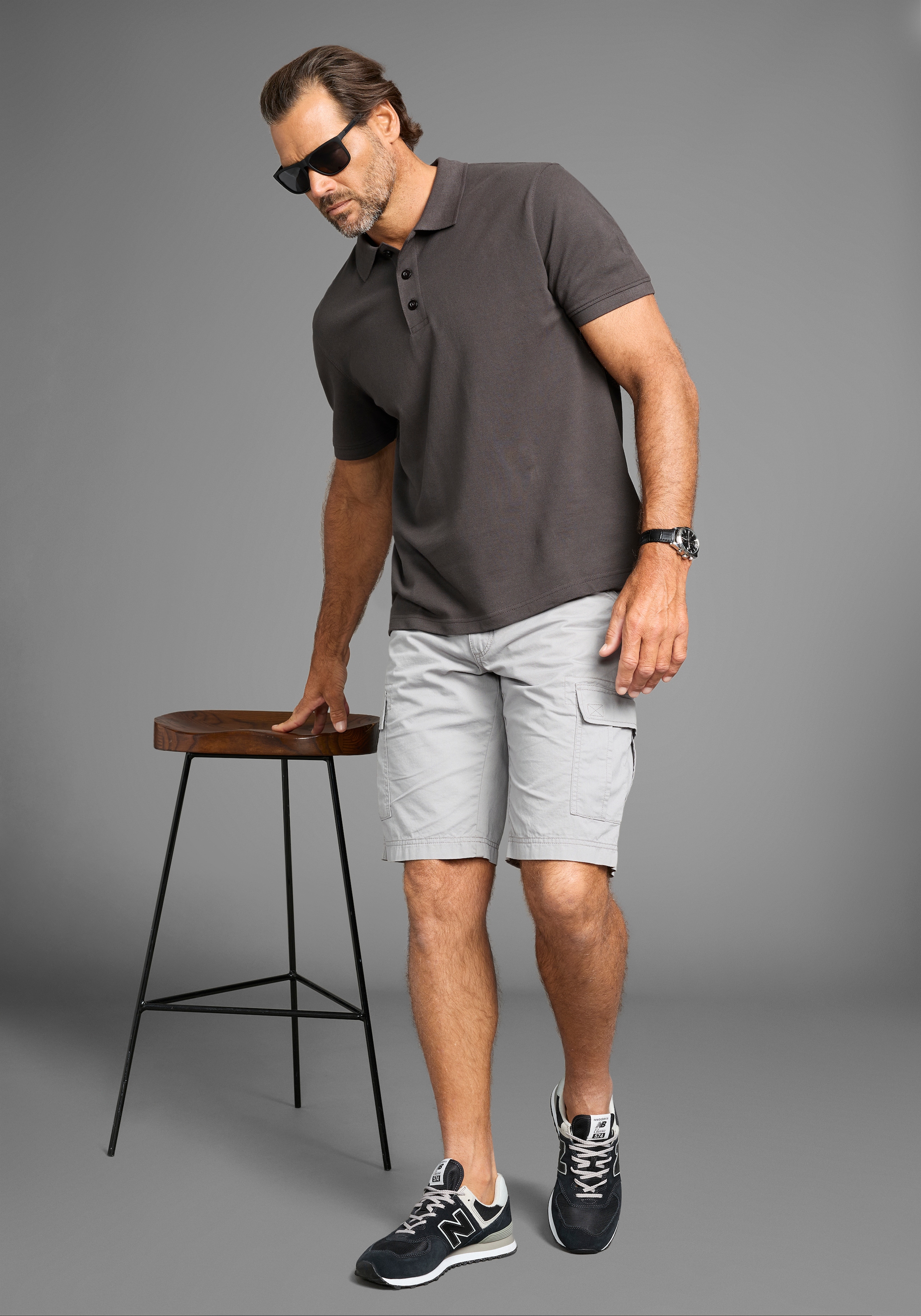 Man's World Poloshirt, Kurzarm, lockere Passform, unifarben
