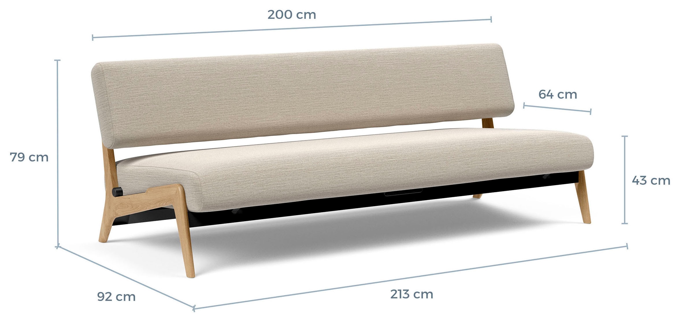INNOVATION LIVING ™ 3-Sitzer »Nolis Retro Design, hochwertig, sehr bequem, Breite 213cm, Sitzvorzug« Große einheitliche Siztfläche, 60er Jahre Design neu aufgesetzt