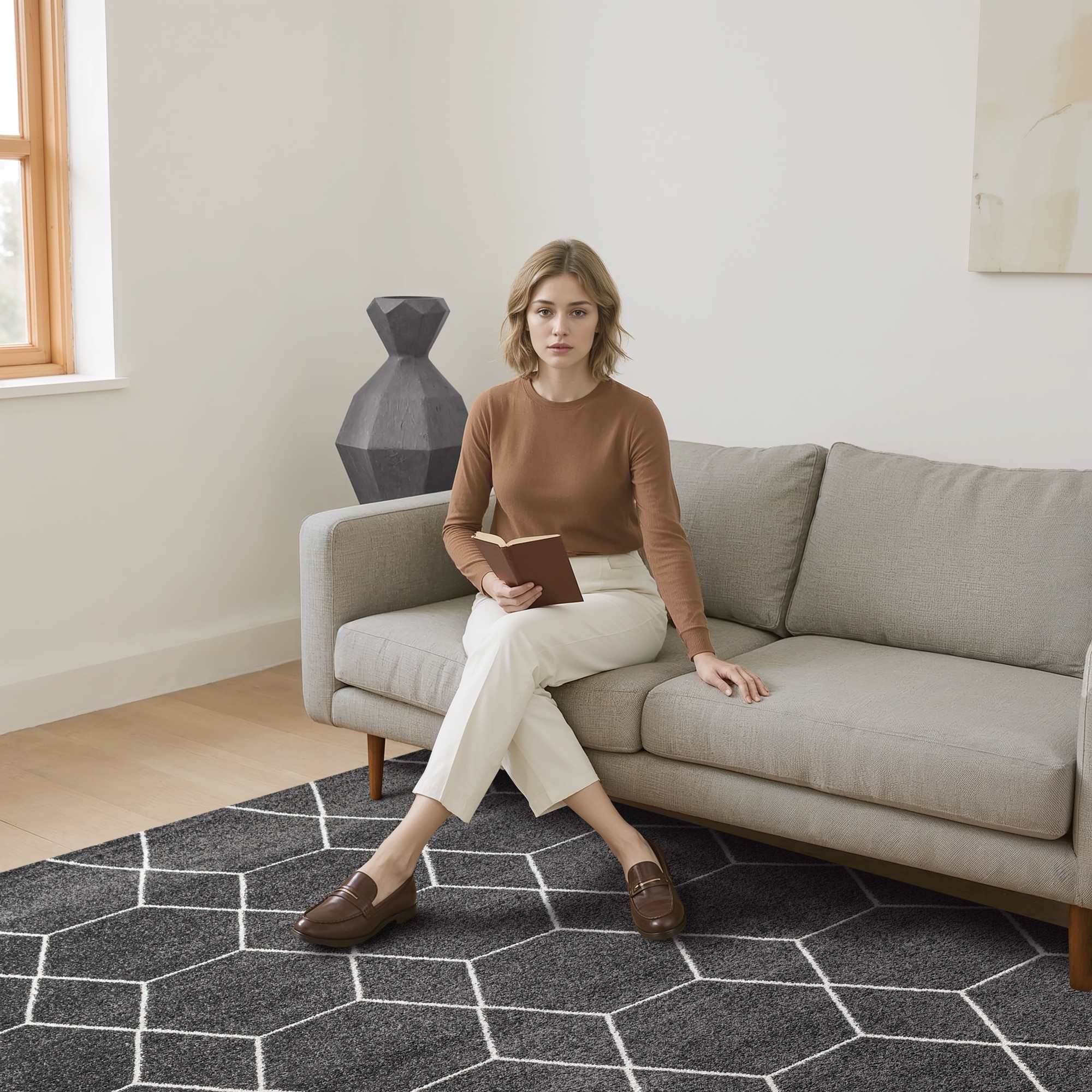 Sanat Teppich »Trellis« rechteckig 10 mm Höhe Kurzflor, skandi, boho, auch als Läufer und in rund