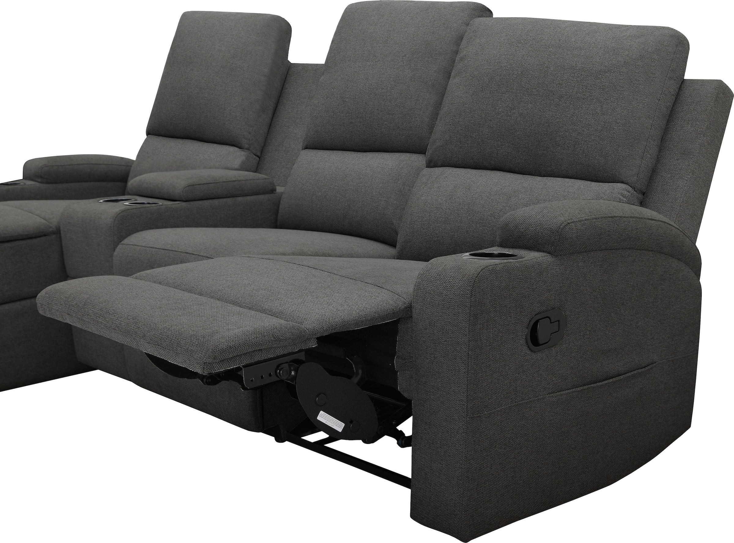 Home affaire Ecksofa »NAPORI Multimediasofa, 3er Kinosessel XXL, L-Form, 3 Bezugsstoffe«, Kinosofa mit Relaxfunktion, Getränkehalter, Staufach und Staukasten