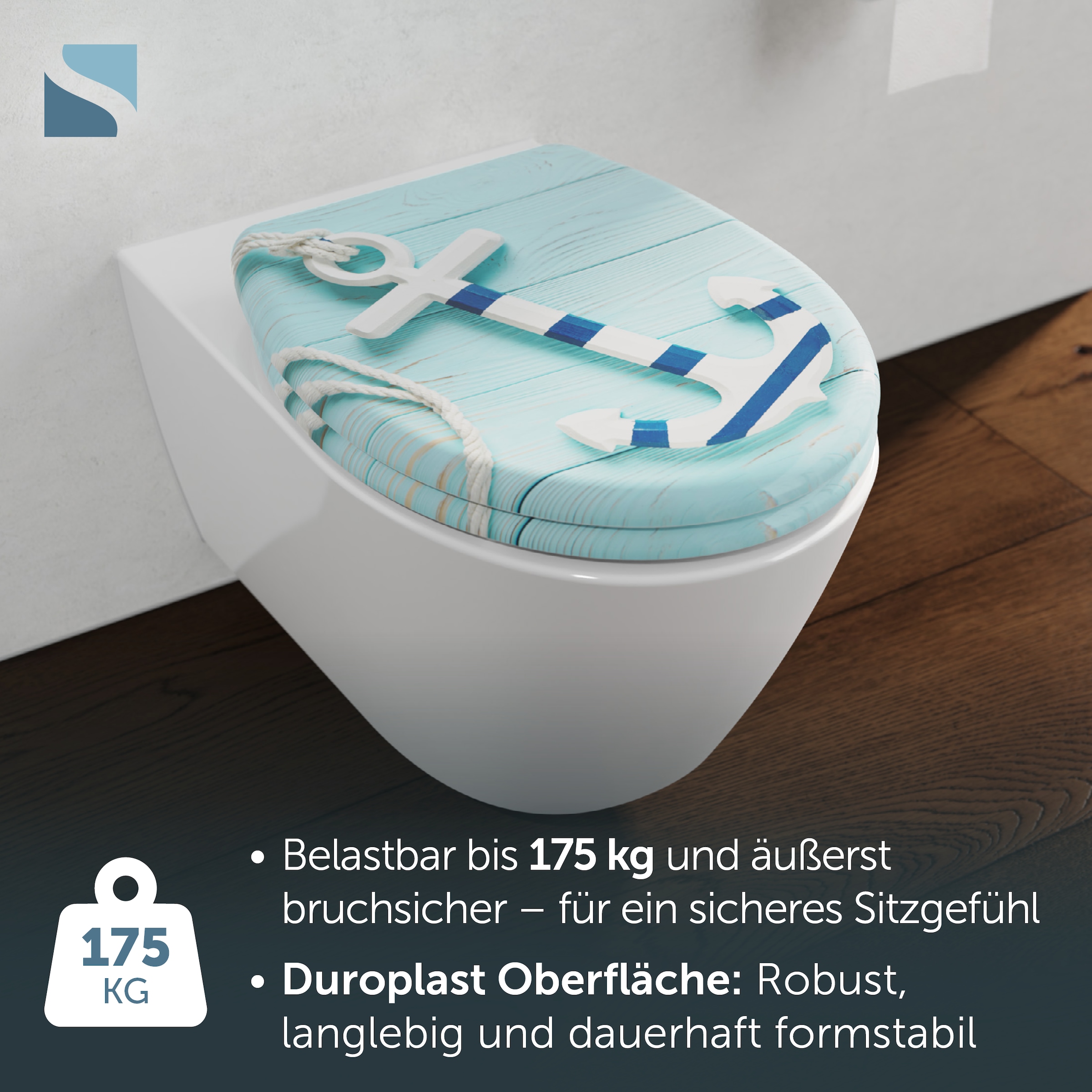 Schütte WC-Sitz »ANCHOR« Toilettendeckel, Absenkautomatik, Schnellverschluss, O-Form, bis 175kg