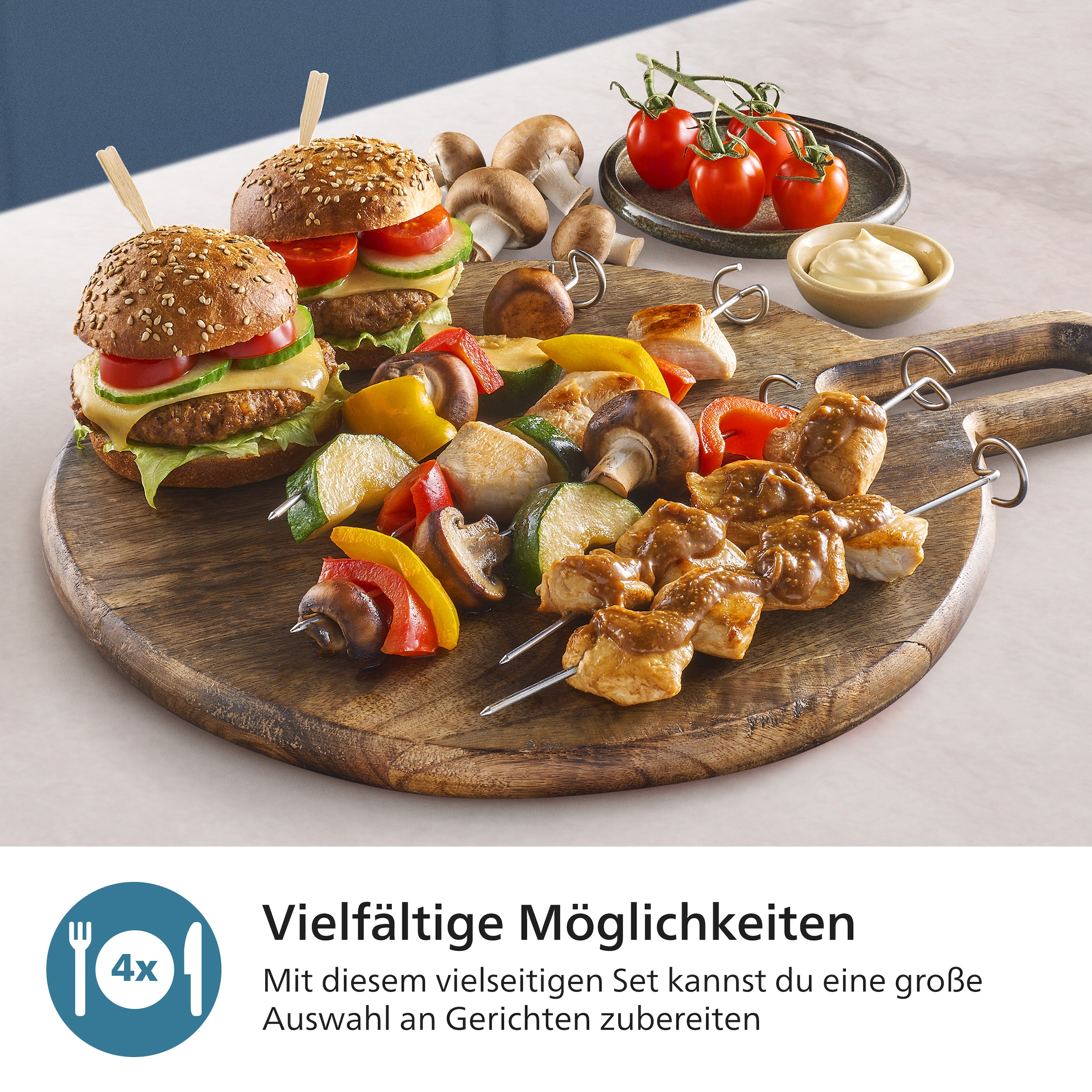 Philips Airfryer-Grillrost »HD9920/00 für Airfryer 6,2 l, 8,3 l und 9 l«, (7 St., Grillrost, 5 Spieße u.Zange im Lieferumfang), mit 2 Ebenen, HomeID App und spülmaschinenfesten Teilen