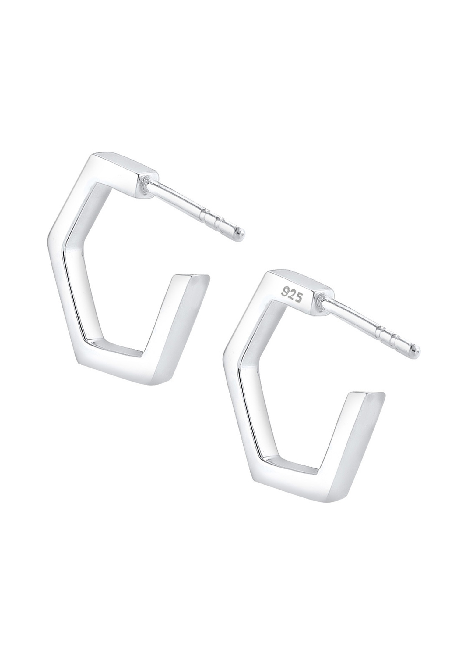 Elli Paar Creolen »Ohrringe Creole Hexagon Geo Minimal 925 Silber«
