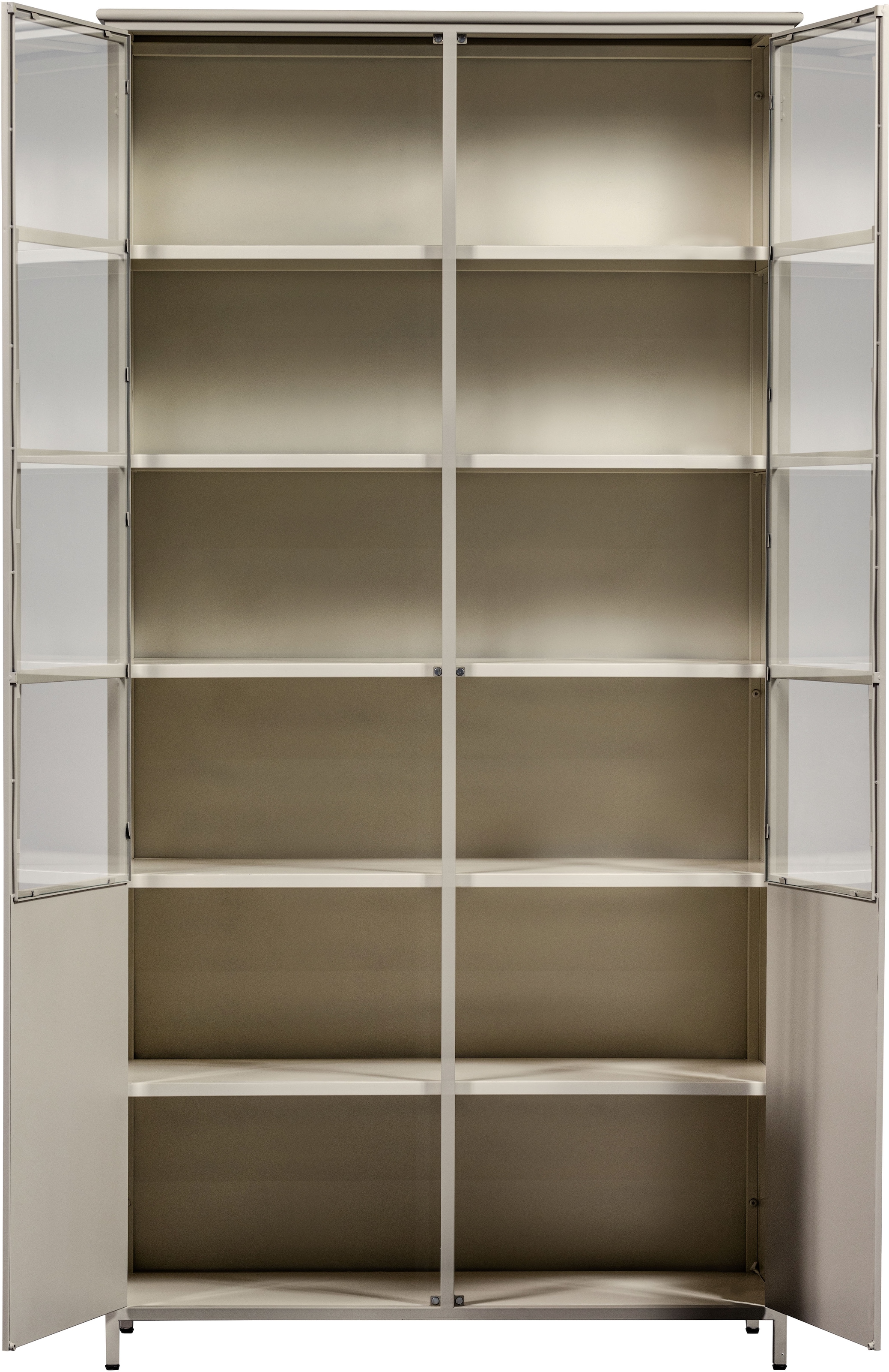 WOOOD Vitrine »WOOOD EXHIBIT XL 2-TÜRIG VITRINE SCHRANK METALL« Die Vitrine Exhibit aus mattem Metall bietet 5 robuste Einlegeböden.