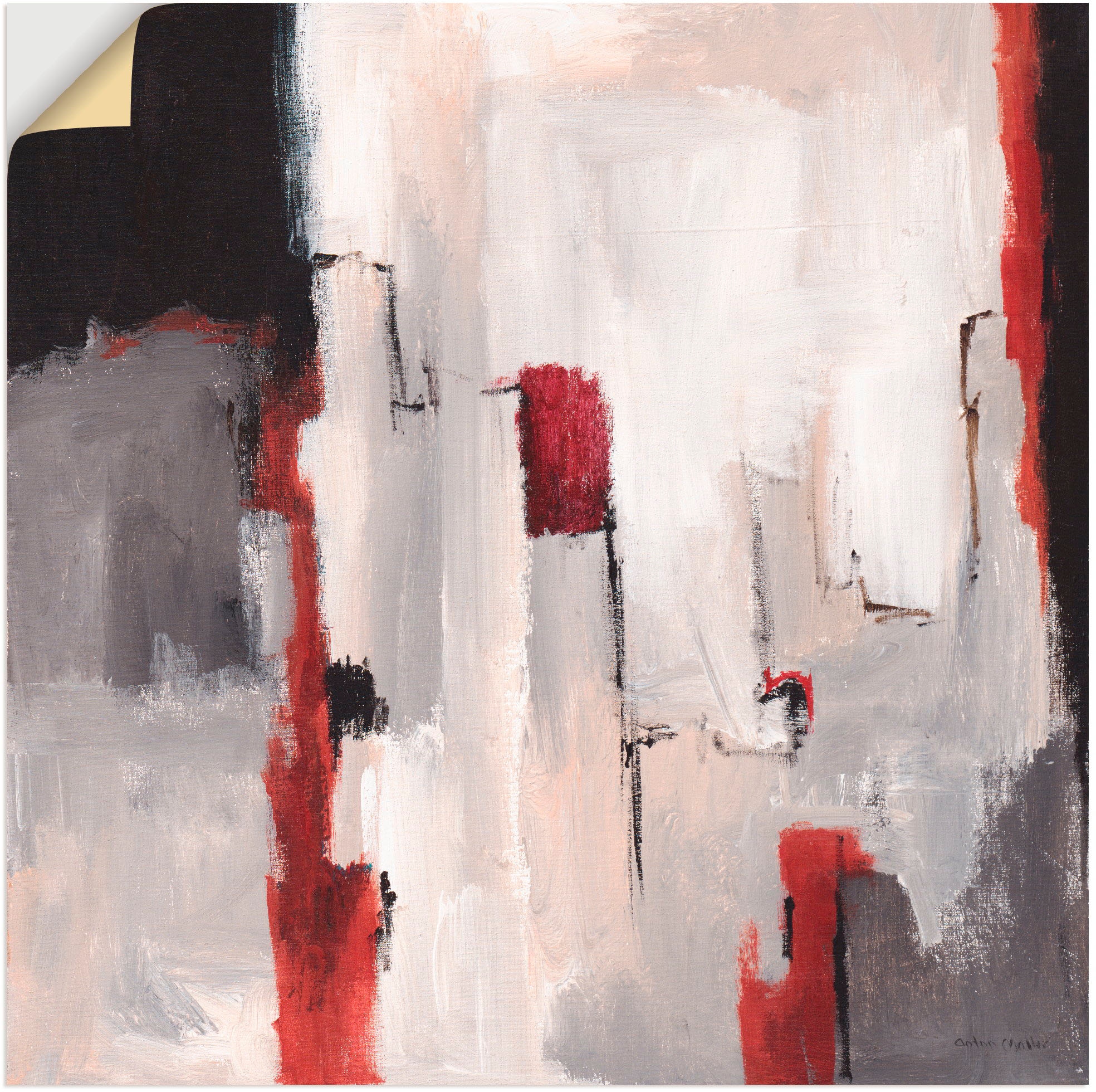 Artland Wandbild »Rot an Grau OTTO Poster Gegenstandslos, versch. Wandaufkleber (1 als bei St.), Alubild, Größen in II«, Leinwandbild, oder