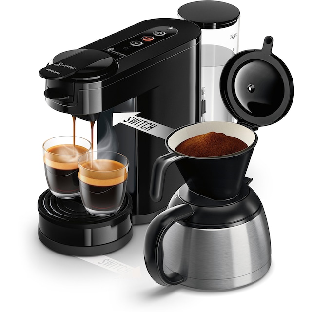 Philips Senseo Kaffeepadmaschine »Switch HD6592/64, 26% recyceltem Plastik,  Kaffee Boost Technologie«, 1 l Kaffeekanne, Crema Plus, inkl. Kaffeepaddose Wert  €9,90 UVP jetzt bei OTTO