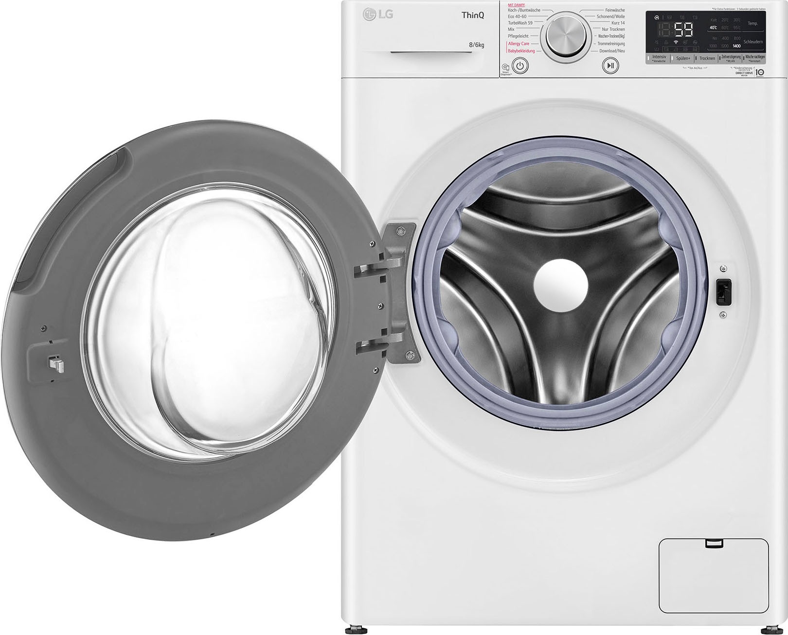 LG Waschtrockner »V4WD86S1B«, Steam: Tiefenreinigung mit Dampf