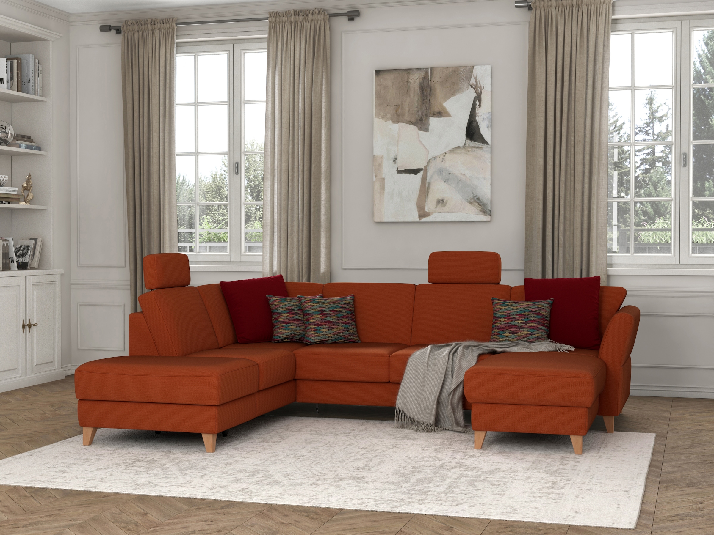sit&more Wohnlandschaft »Visby U-Form«, wahlweise mit Bettfunktion und Stauraum, frei im Raum stellbar