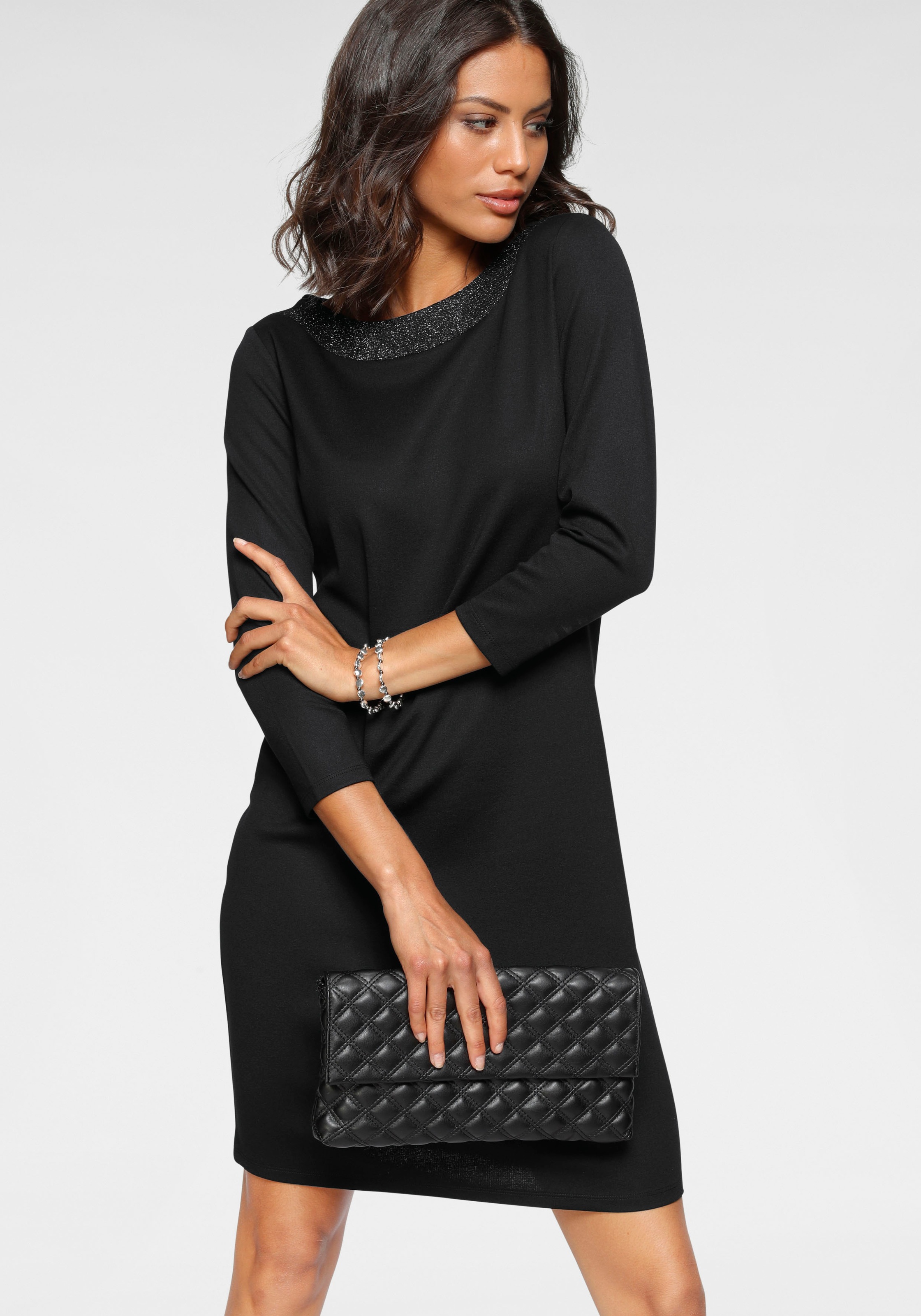 Laura Scott Jerseykleid, mit Glitzerblende am Ausschnitt