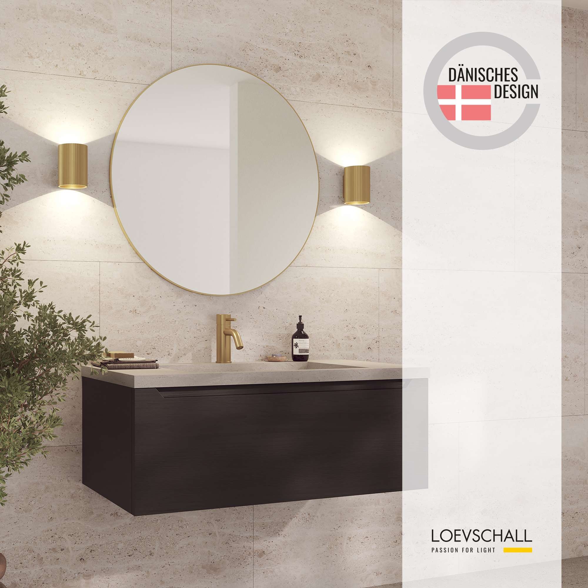 Loevschall Wandspiegel »Refine Wandspiegel rund – stilvoller Designspiegel mit edlem Rahmen,«, in mehreren Größen & Farben für Bad, Schlafzimmer & Flur