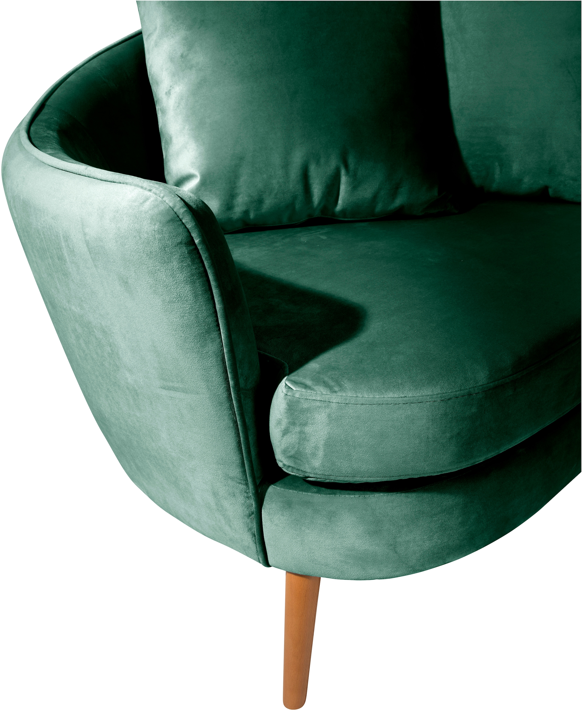 Max Winzer® Loungesessel »Mirandas, handgefertigter Sessel, Polstersessel, Sofamuschel«, hochwertige Verarbeitung, aus weichem Samtvelours, inkl. Zierkissen