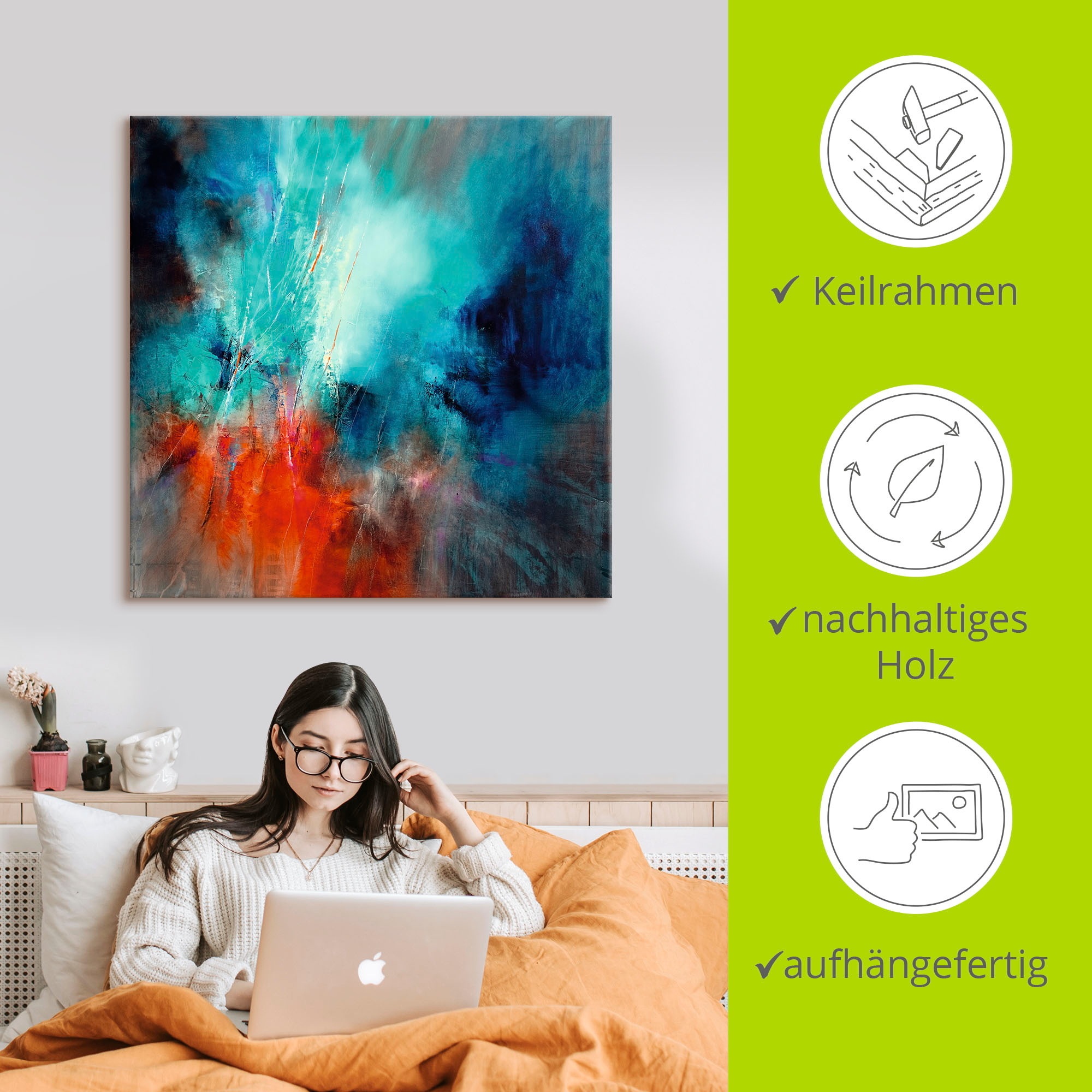 Artland Wandbild »Frühling im Eistobel«, Gegenstandslos, (1 St.), als Alubild, Leinwandbild, Wandaufkleber oder Poster in versch. Größen
