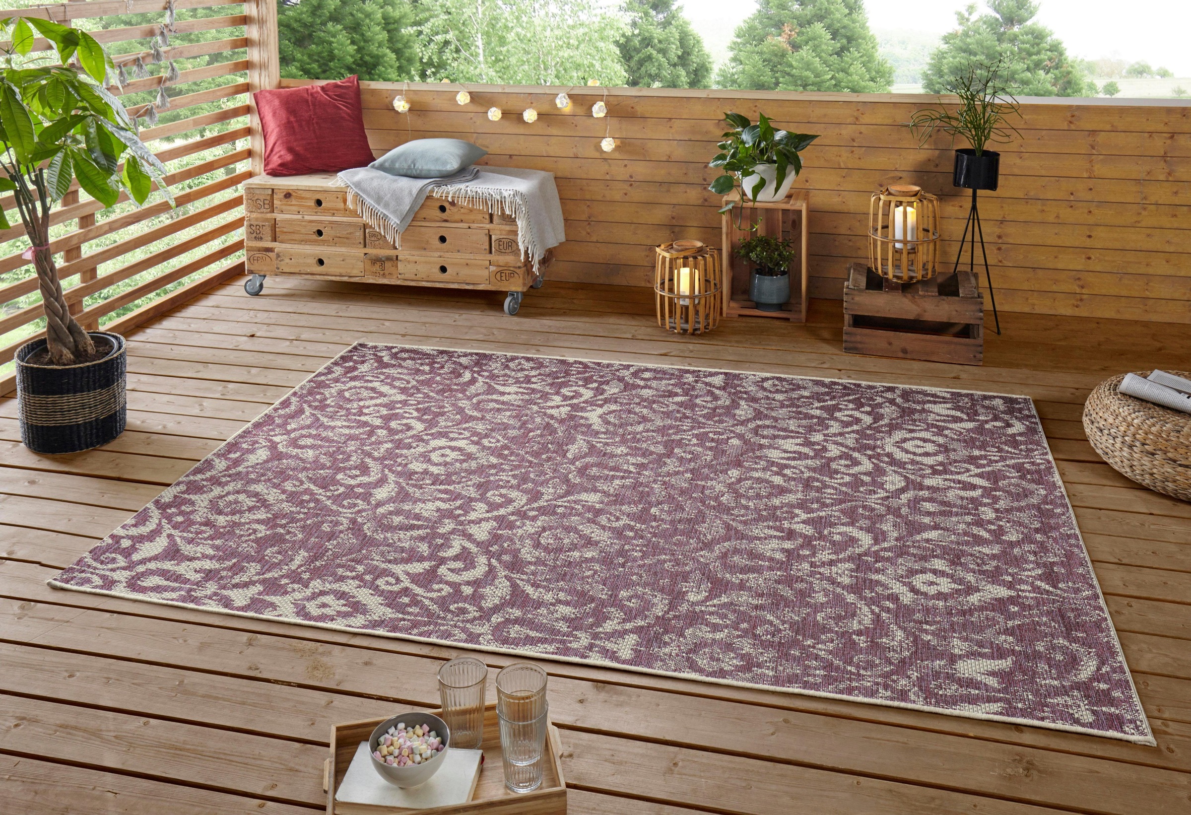 NORTHRUGS Teppich »Hatta«, rechteckig, 4 mm Höhe, In-und Outdoor geeignet, Strapazierfähig und pflegeleicht, Flachgewebe