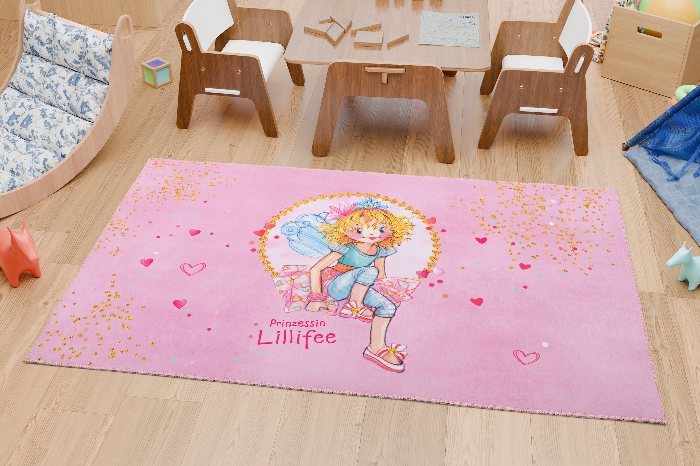 Prinzessin Lillifee Kinderteppich »Lillifee LI-130«, rechteckig, 6 mm Höhe, niedliches Kinder Motiv, Fee, Kinderzimmer