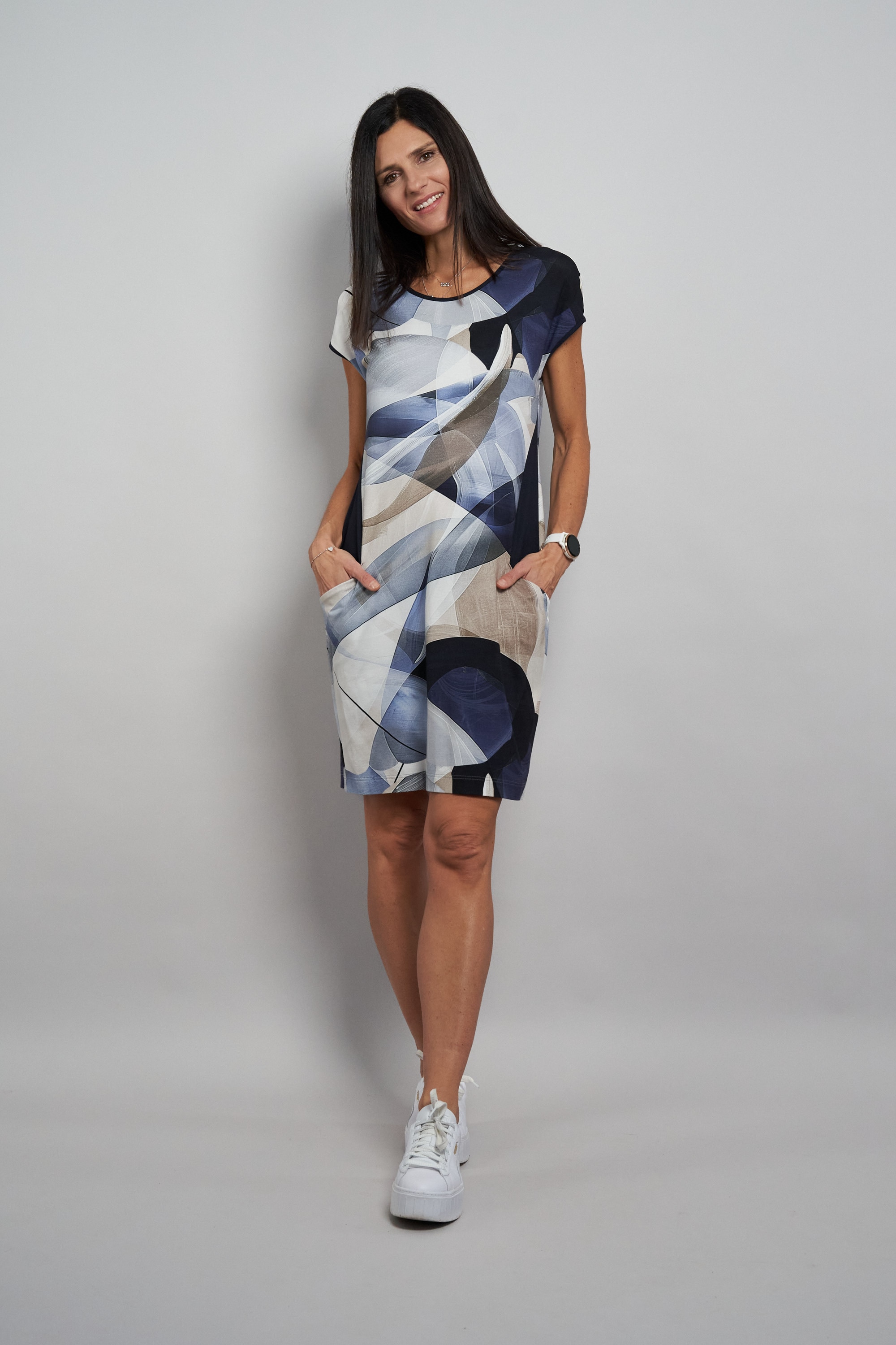 Seidel Moden Druckkleid Ohne Taschen mit grafischem Muster - MADE IN GERMANY